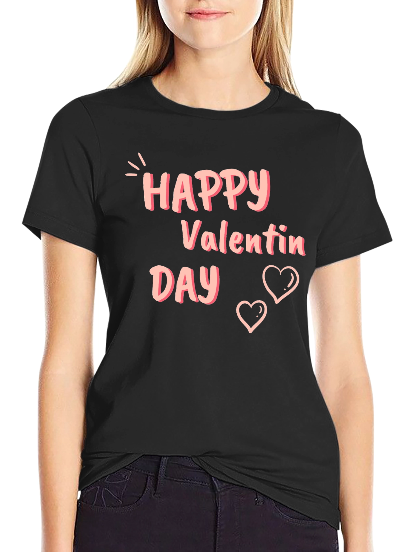 Happy Valentines Day Black T-Shirt