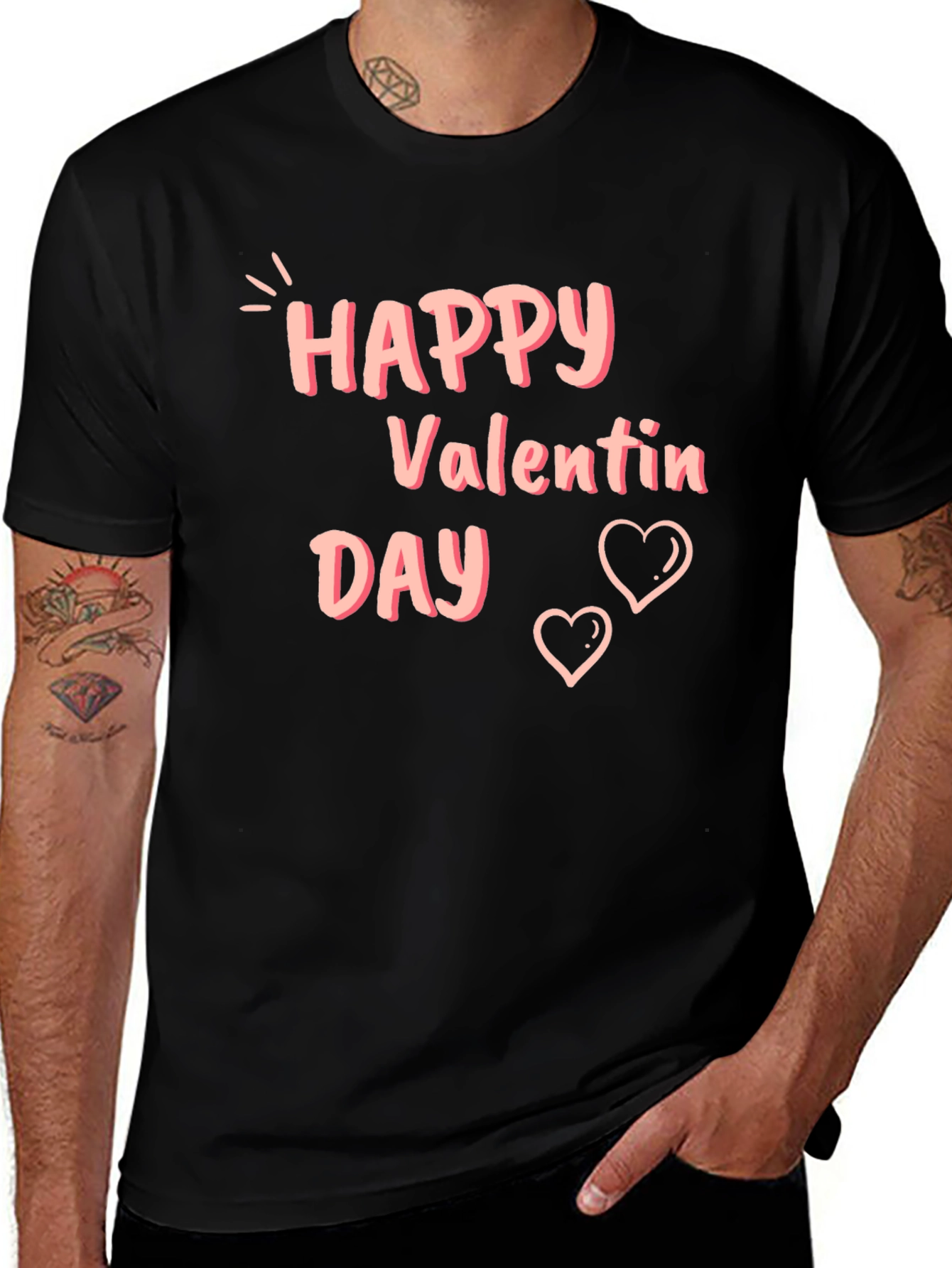 Happy Valentines Day Black T-Shirt