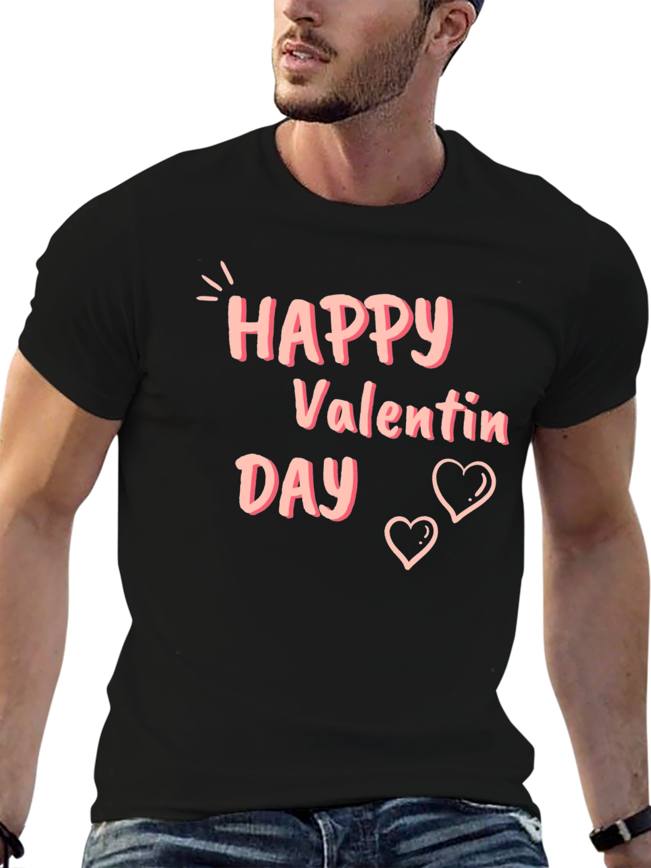 Happy Valentines Day Black T-Shirt