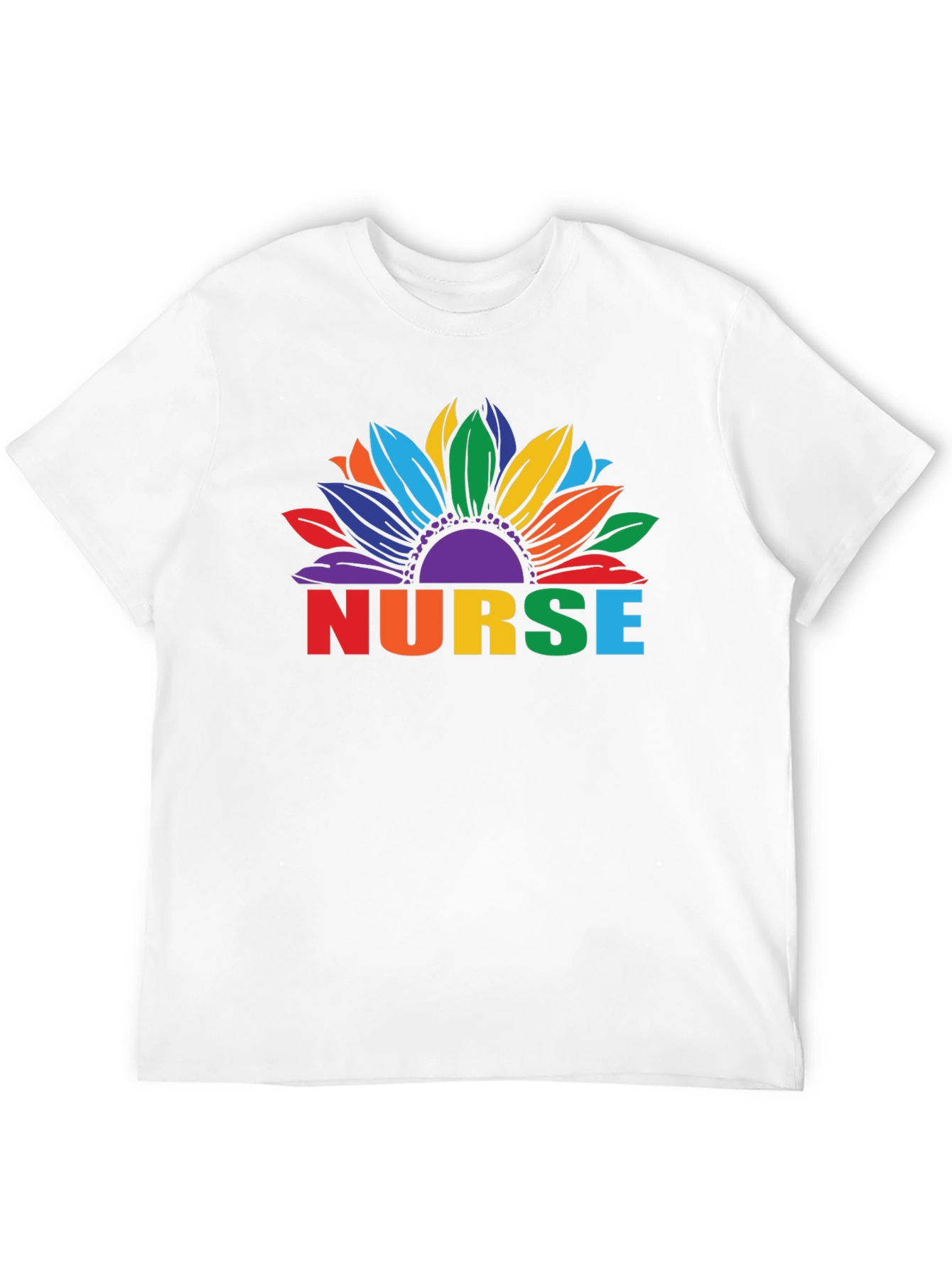 Rainbow Sunflower Nurse Graphic T-Shirt