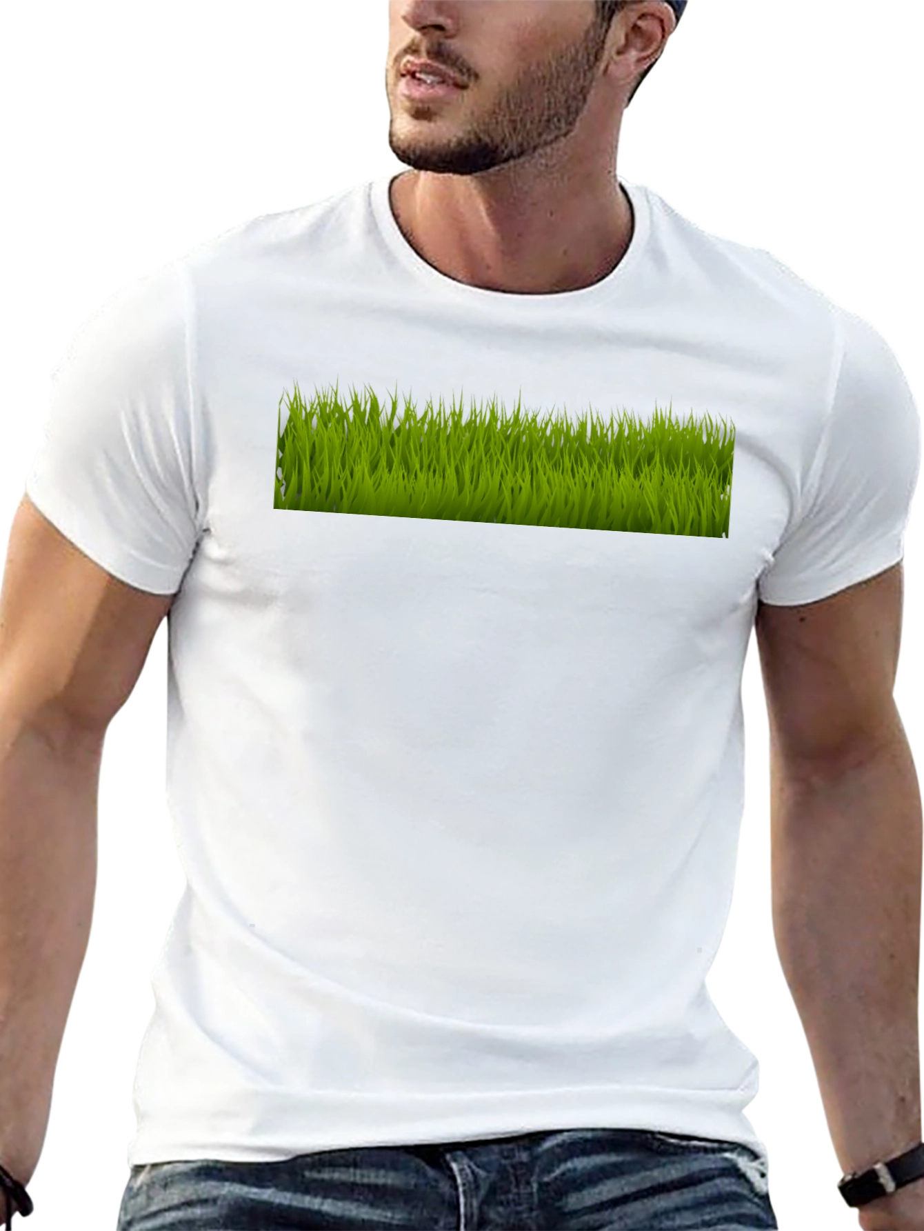 Green Grass Graphic Black T-Shirt