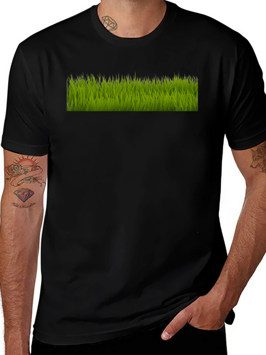 Green Grass Graphic Black T-Shirt