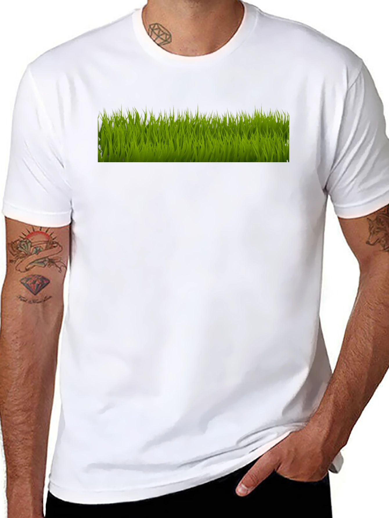 Green Grass Graphic Black T-Shirt