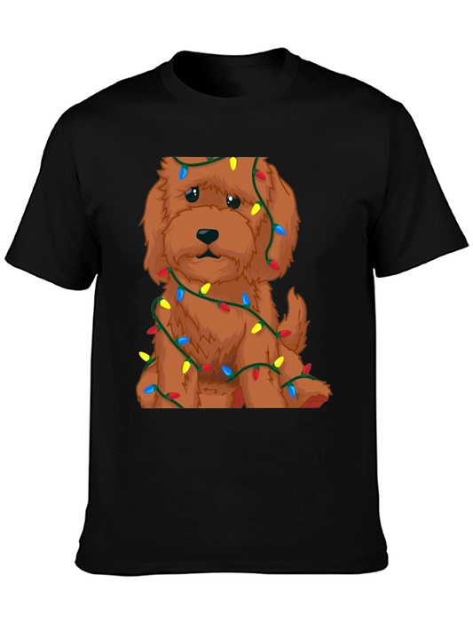 Cute Dog Christmas Lights Graphic T-Shirt