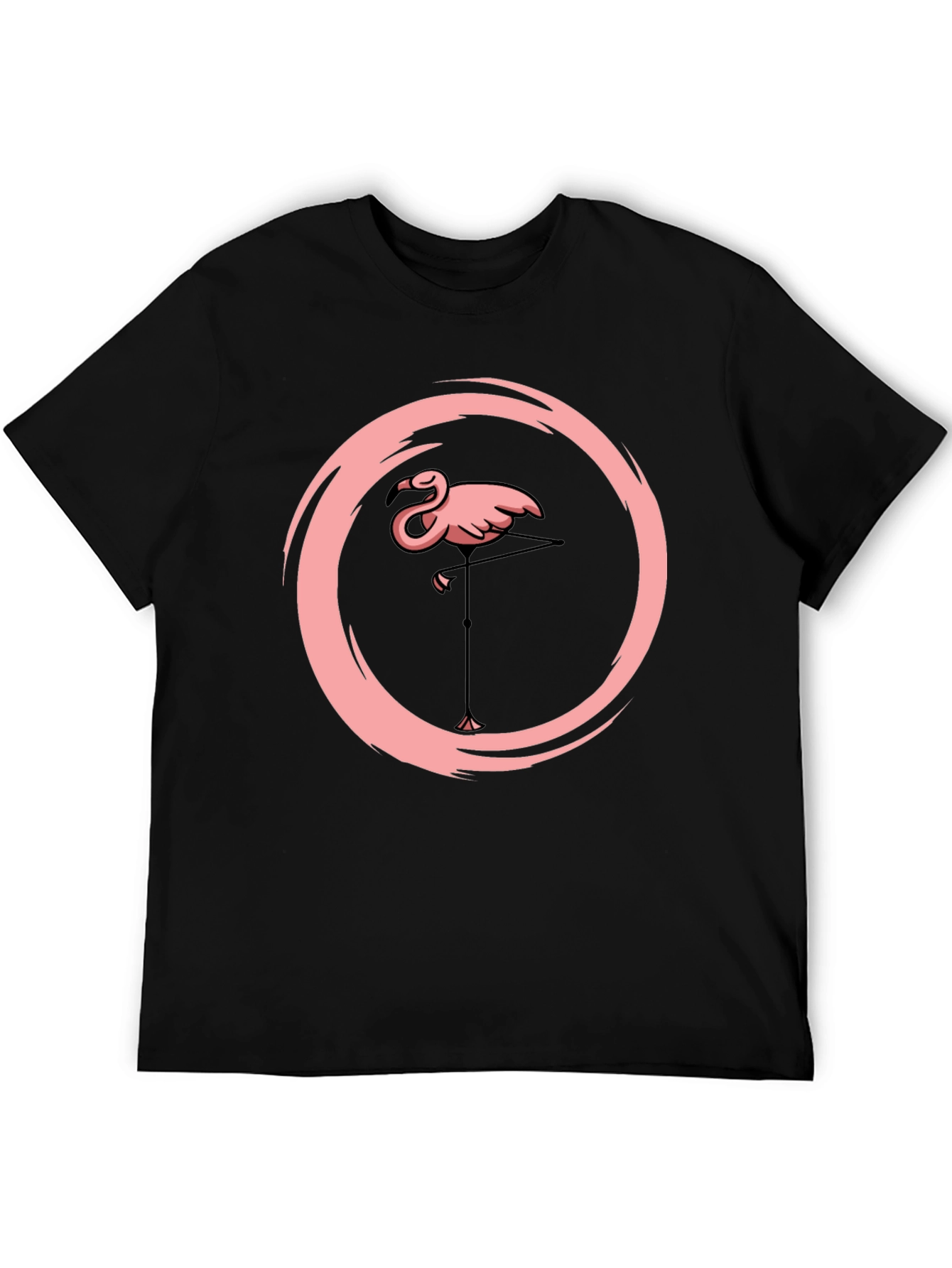 Flamingo Graphic Print Black T-Shirt