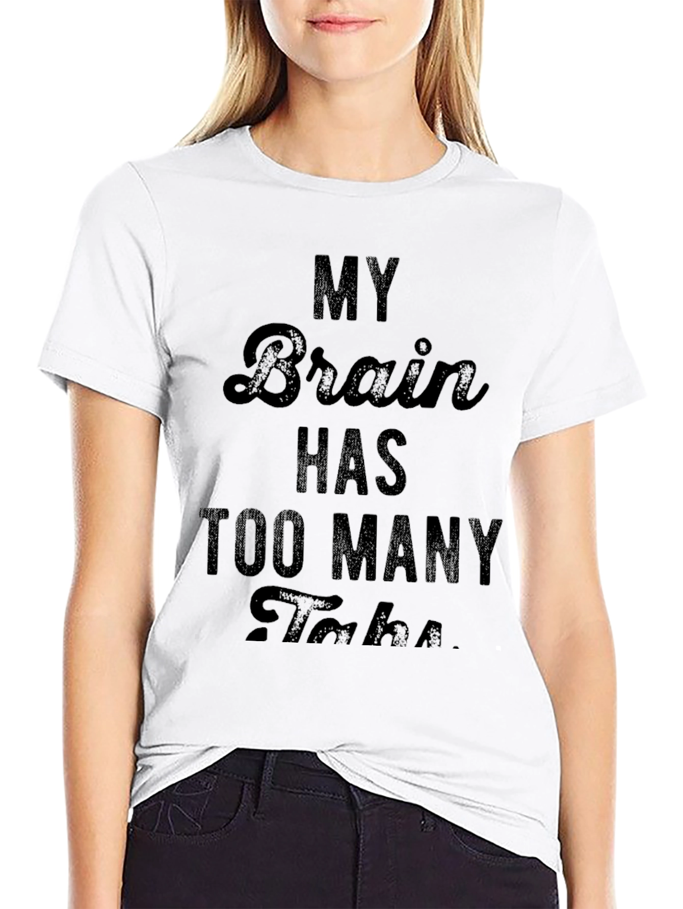 My Brain Has Too Many Tabs Black Graphic Tee