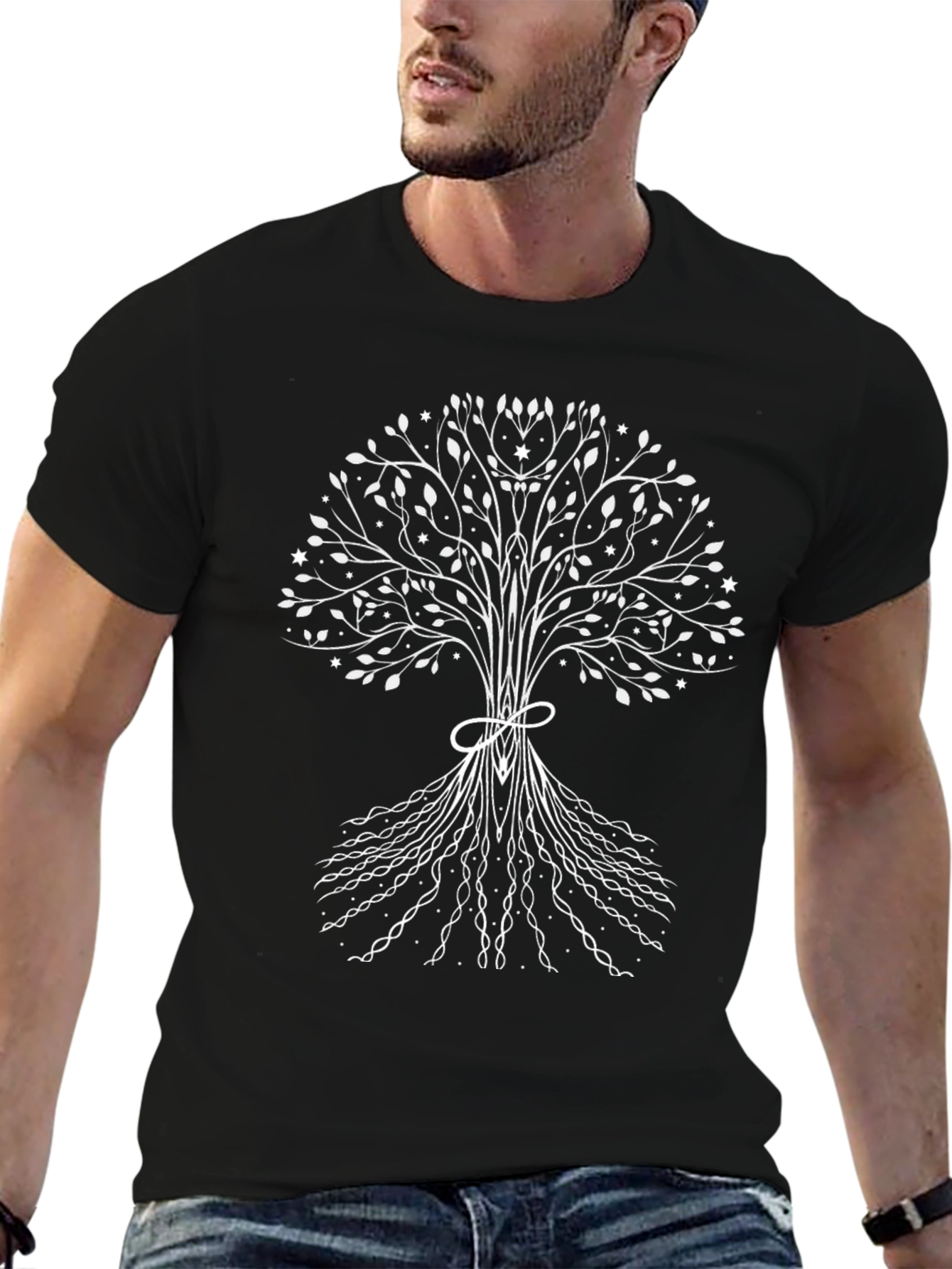 Tree of Life Graphic Tee - Black Cotton Blend