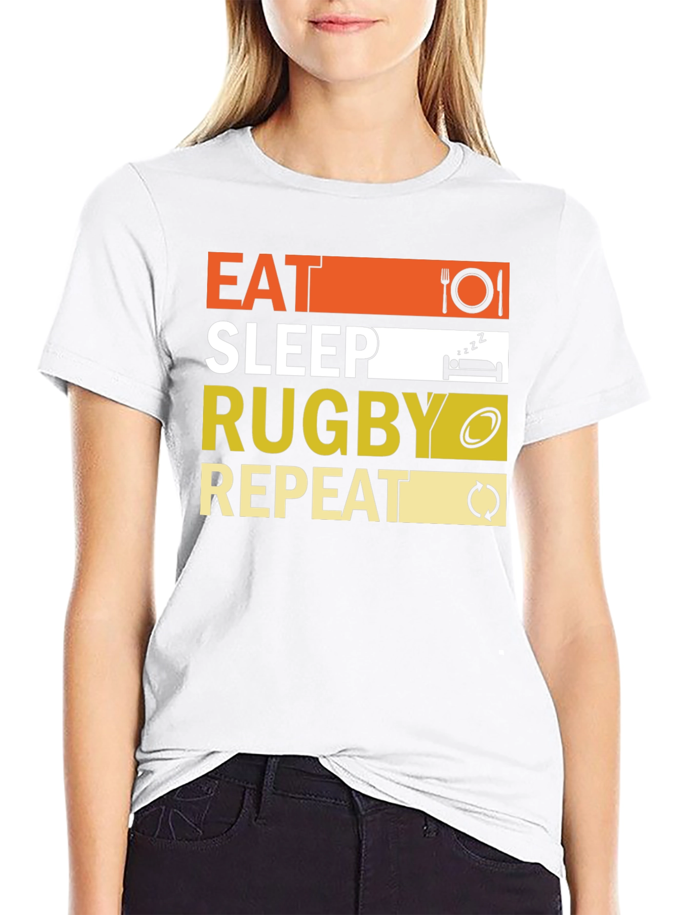 Eat Sleep Rugby Repeat Graphic Tee