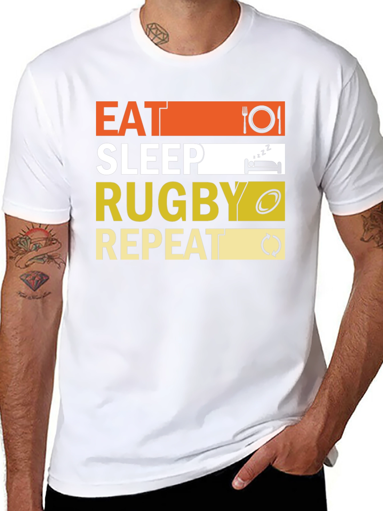 Eat Sleep Rugby Repeat Graphic Tee