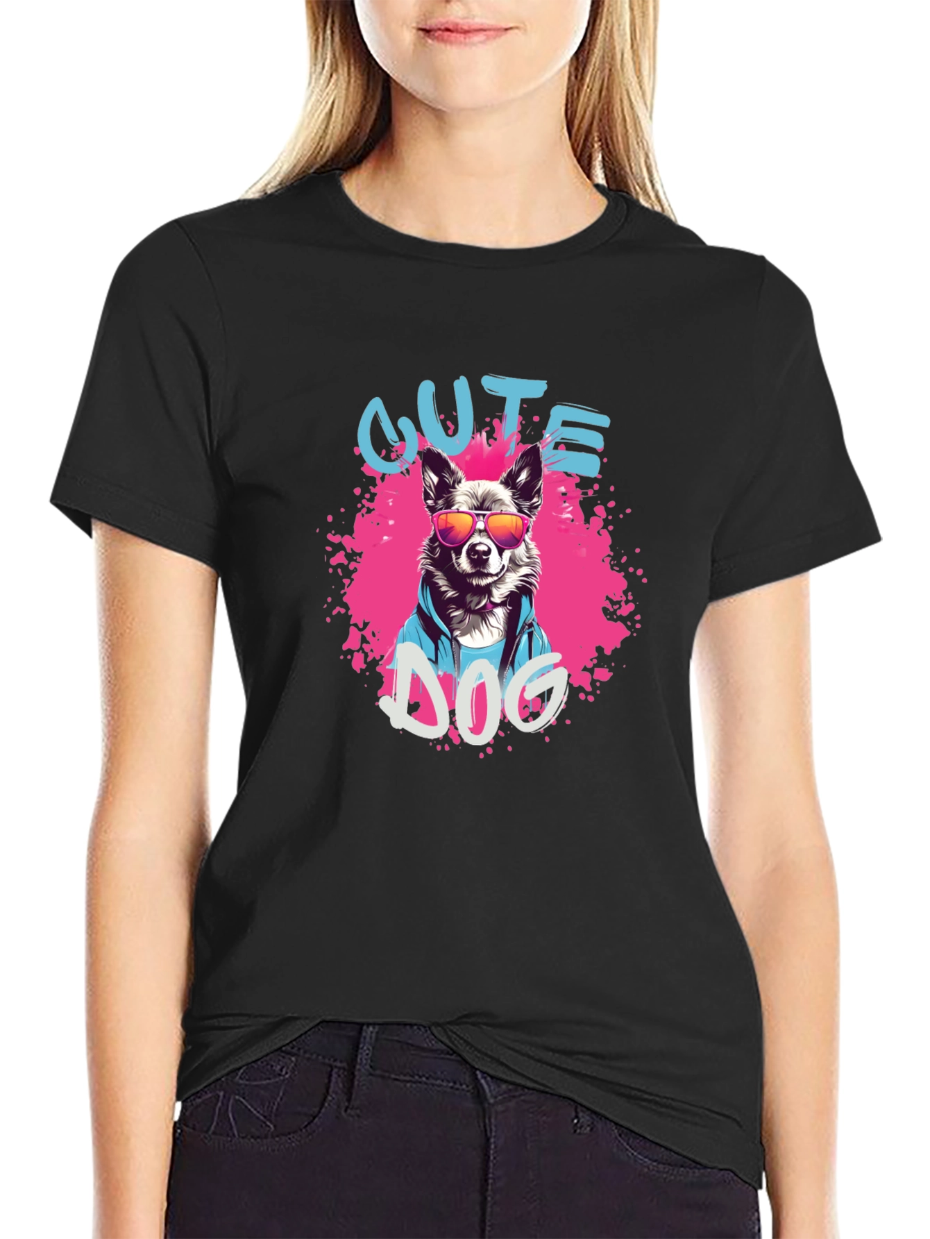 Cool Dog Graphic Tee - Black
