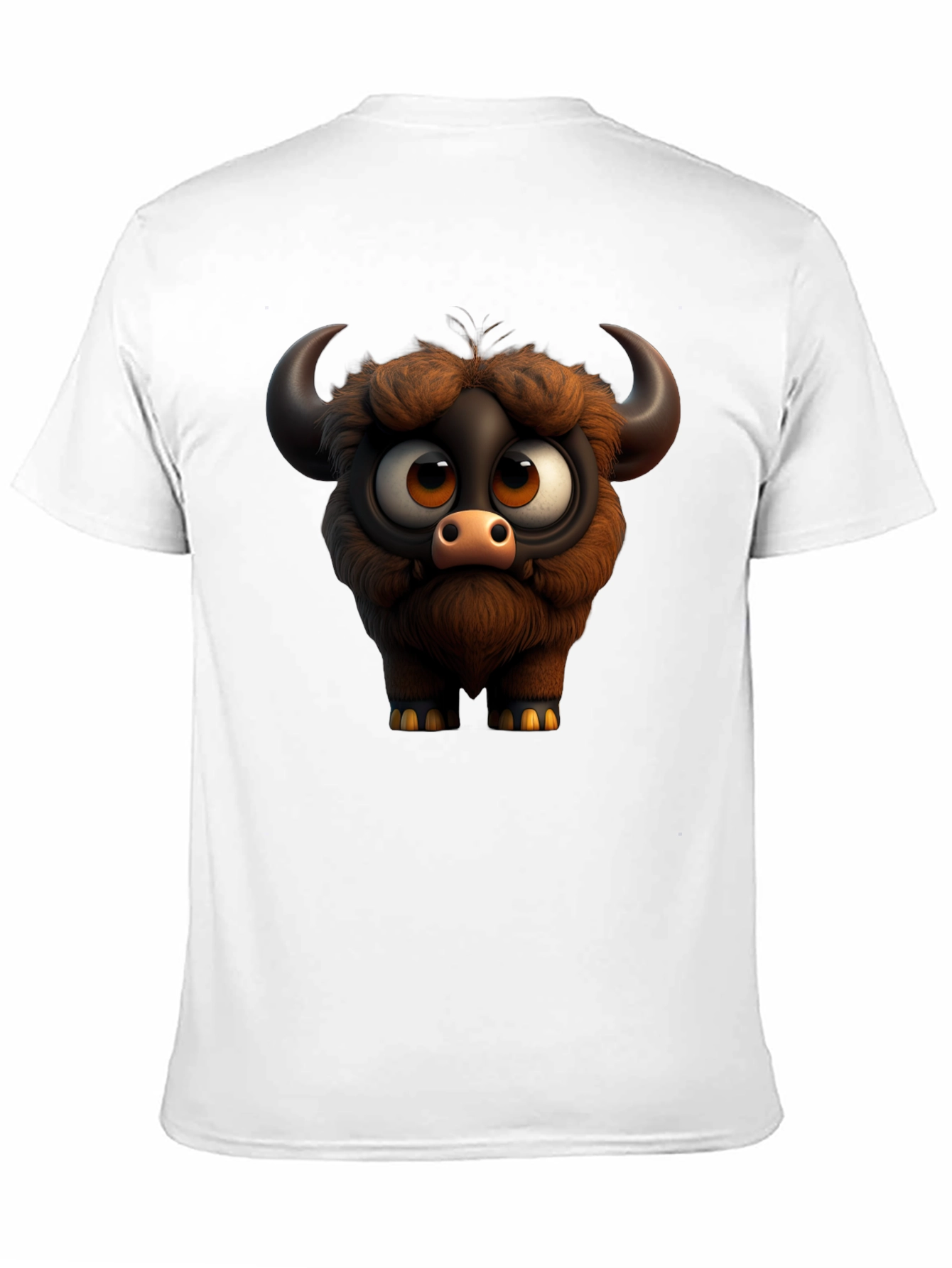 Cute Cartoon Buffalo Graphic Tee - Black