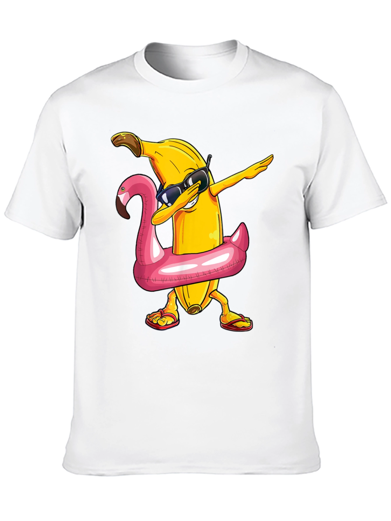Banana Dabbing in Flamingo Float T-Shirt