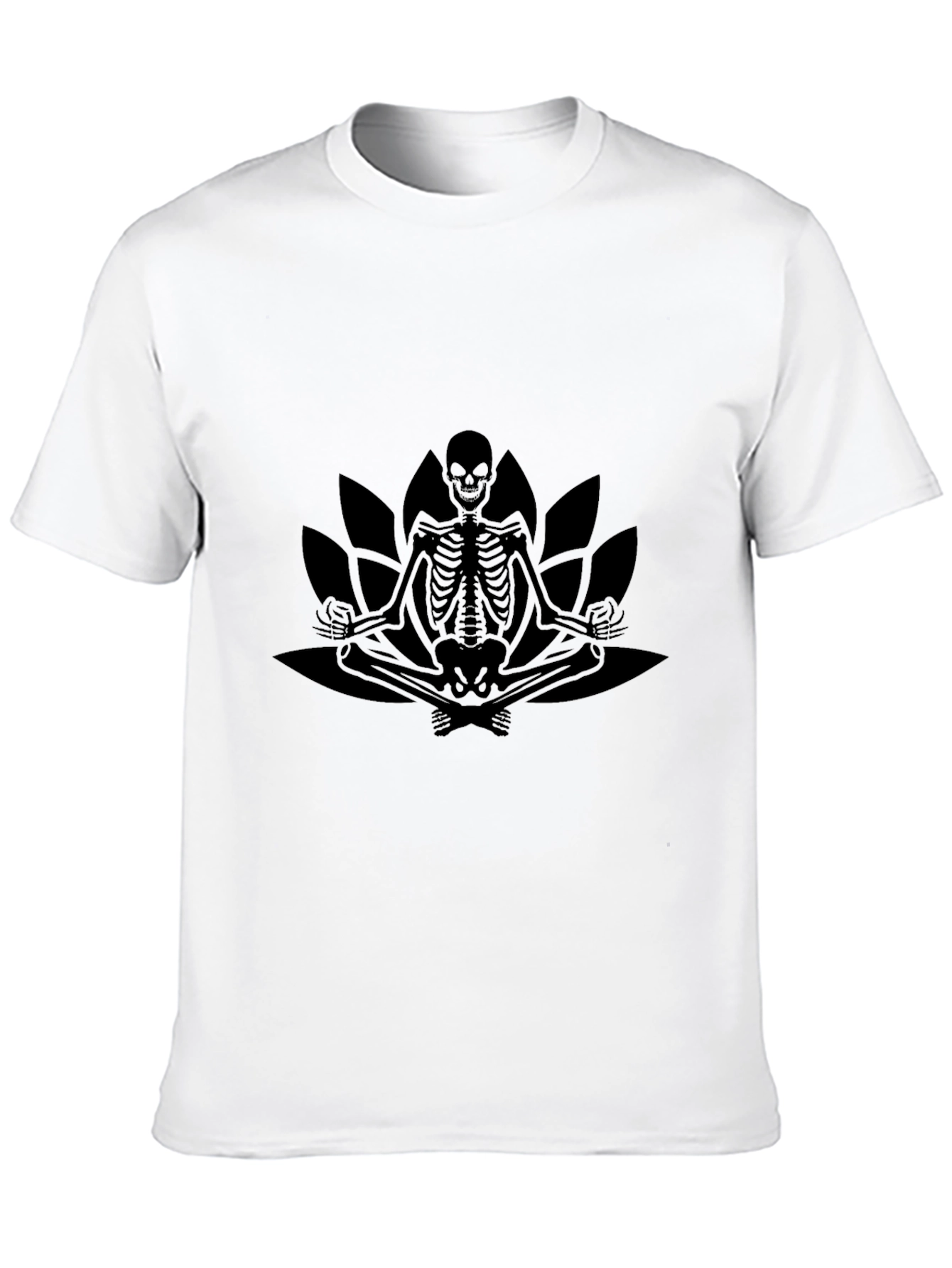 Meditating Skeleton Lotus Graphic Tee - Black