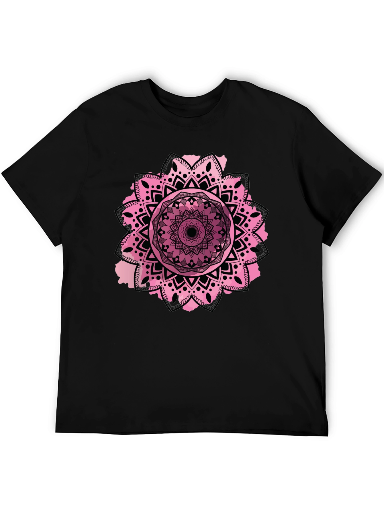 Mandala Design Mens Black T-Shirt