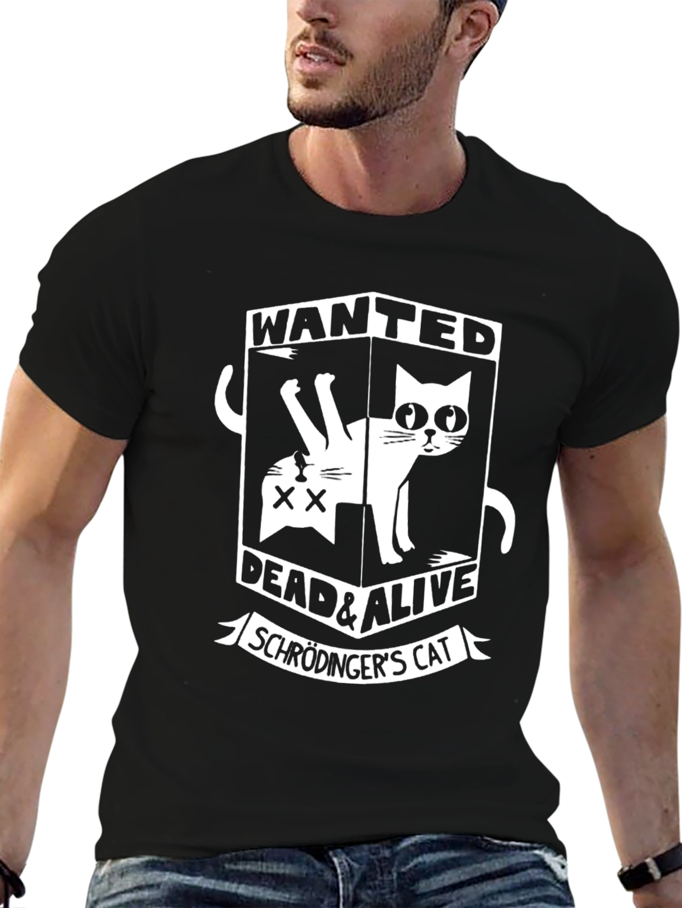 Schrödingers Cat Wanted T-Shirt - Dead & Alive