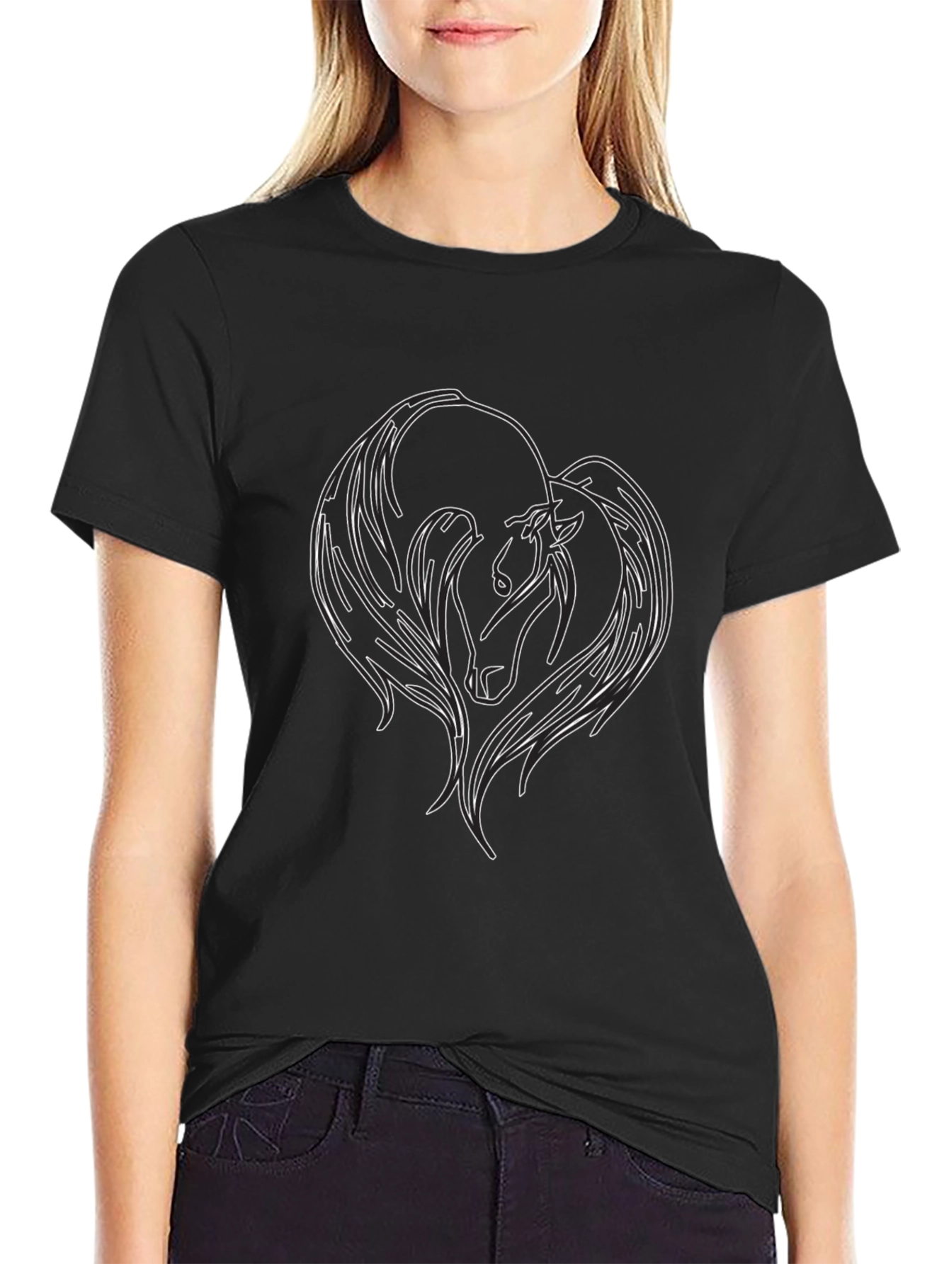 Horse Silhouette T-Shirt - Black
