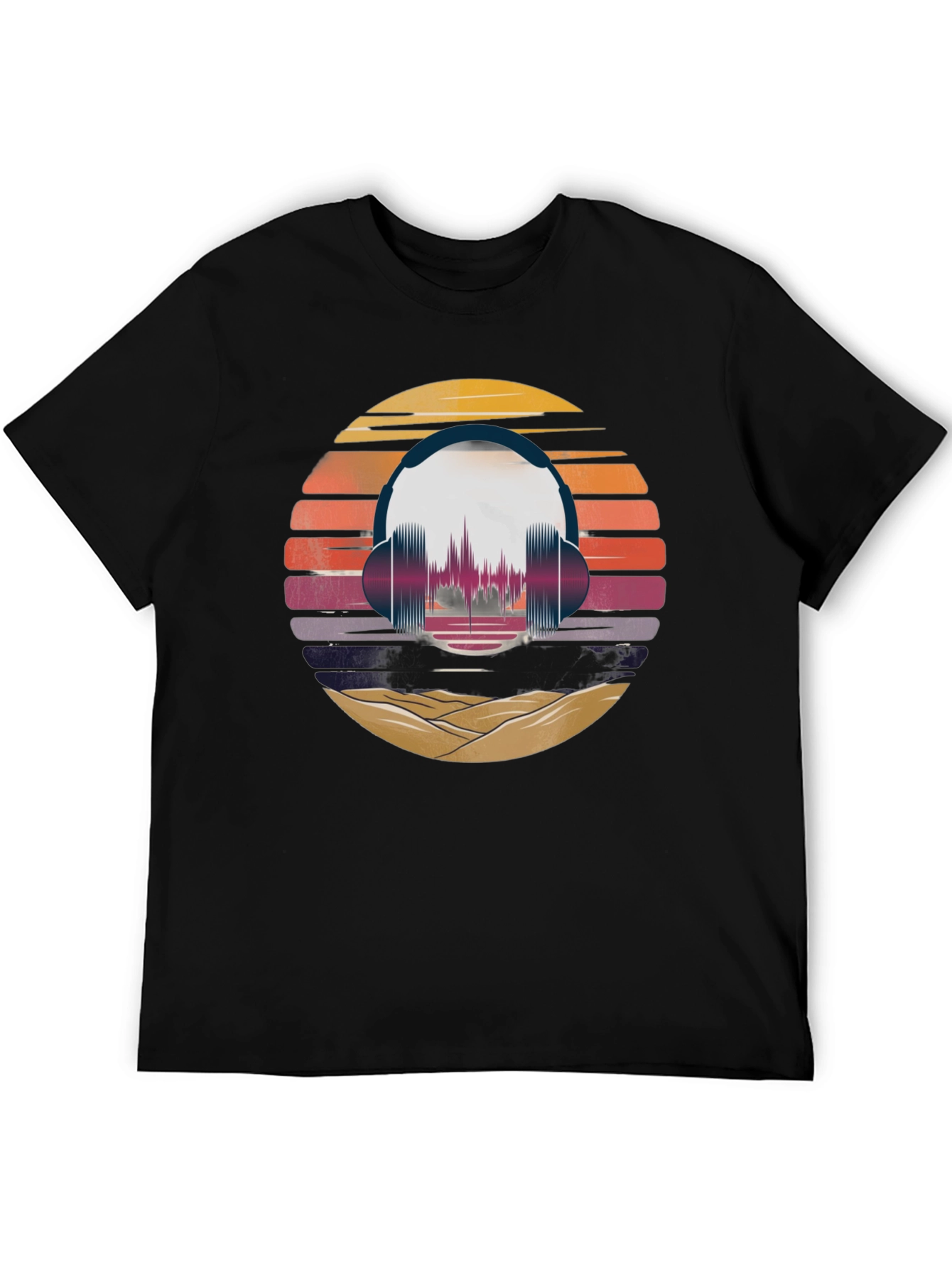 Retro Sunset Headphone Graphic Tee