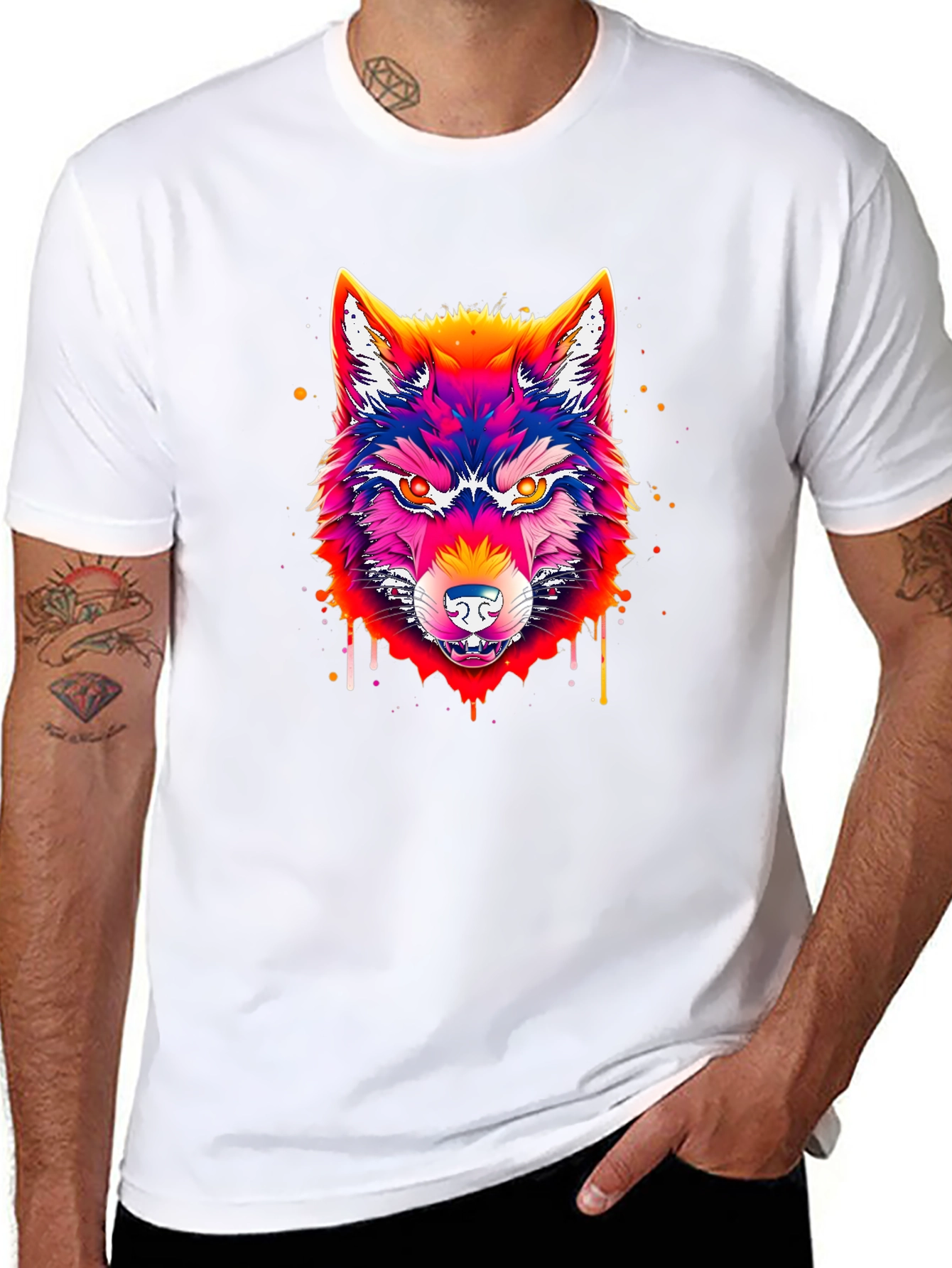Psychedelic Wolf Graphic Tee - Bold & Unique Design