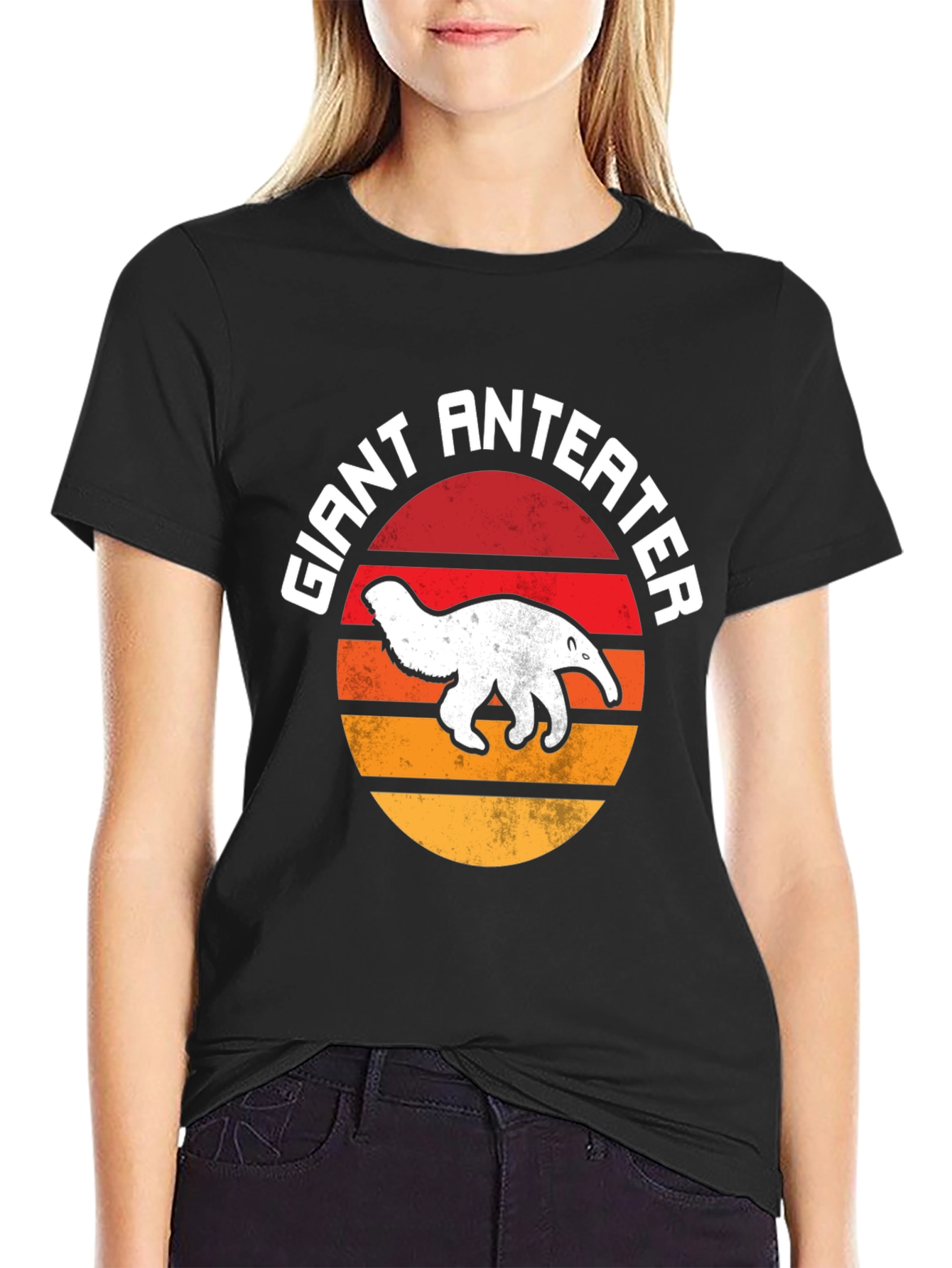 Giant Anteater Sunset Graphic Tee - Black