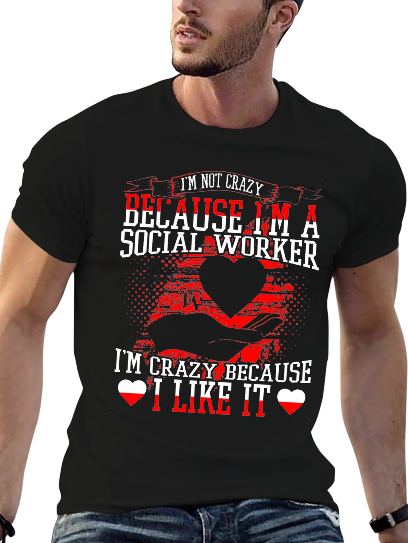 Crazy Social Worker Graphic Tee - Black