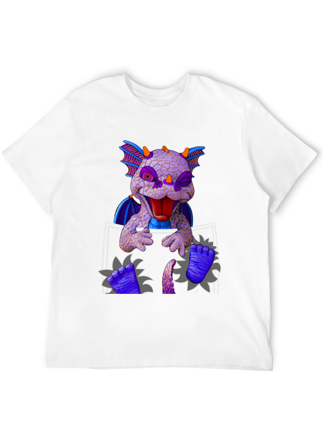 Dragon Pocket T-Shirt: Whimsical Creature Design