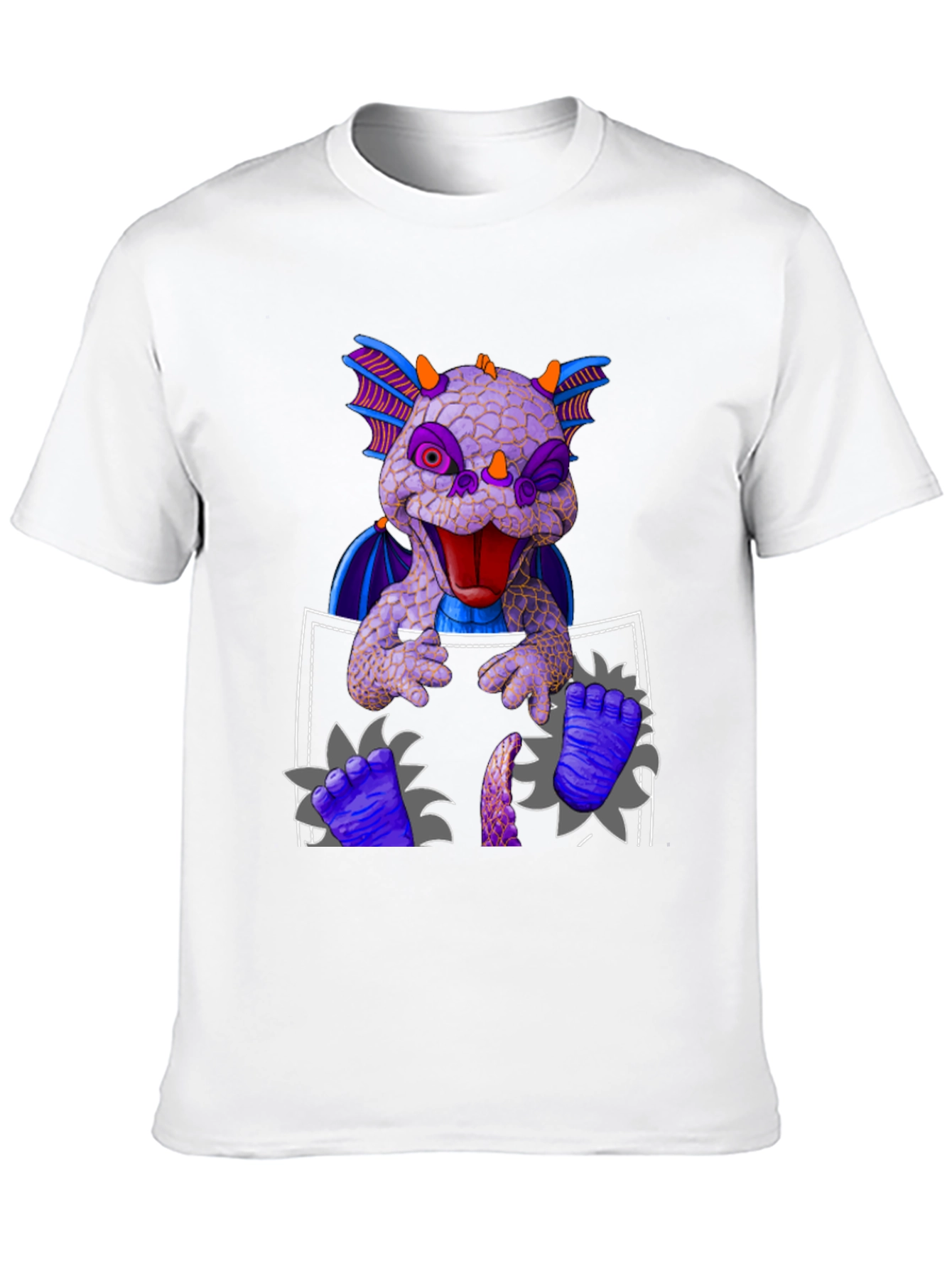 Dragon Pocket T-Shirt: Whimsical Creature Design