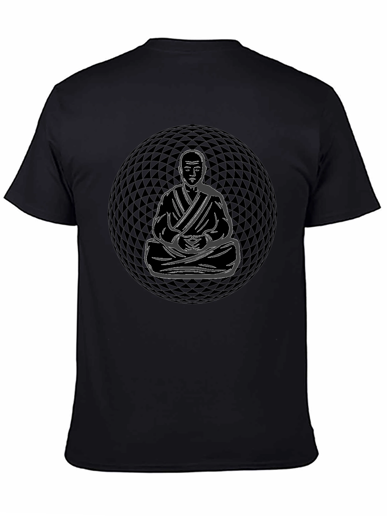 Meditative Monk Graphic T-Shirt - Black