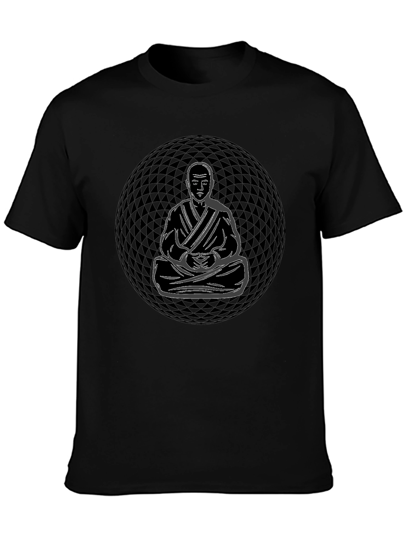 Meditative Monk Graphic T-Shirt - Black