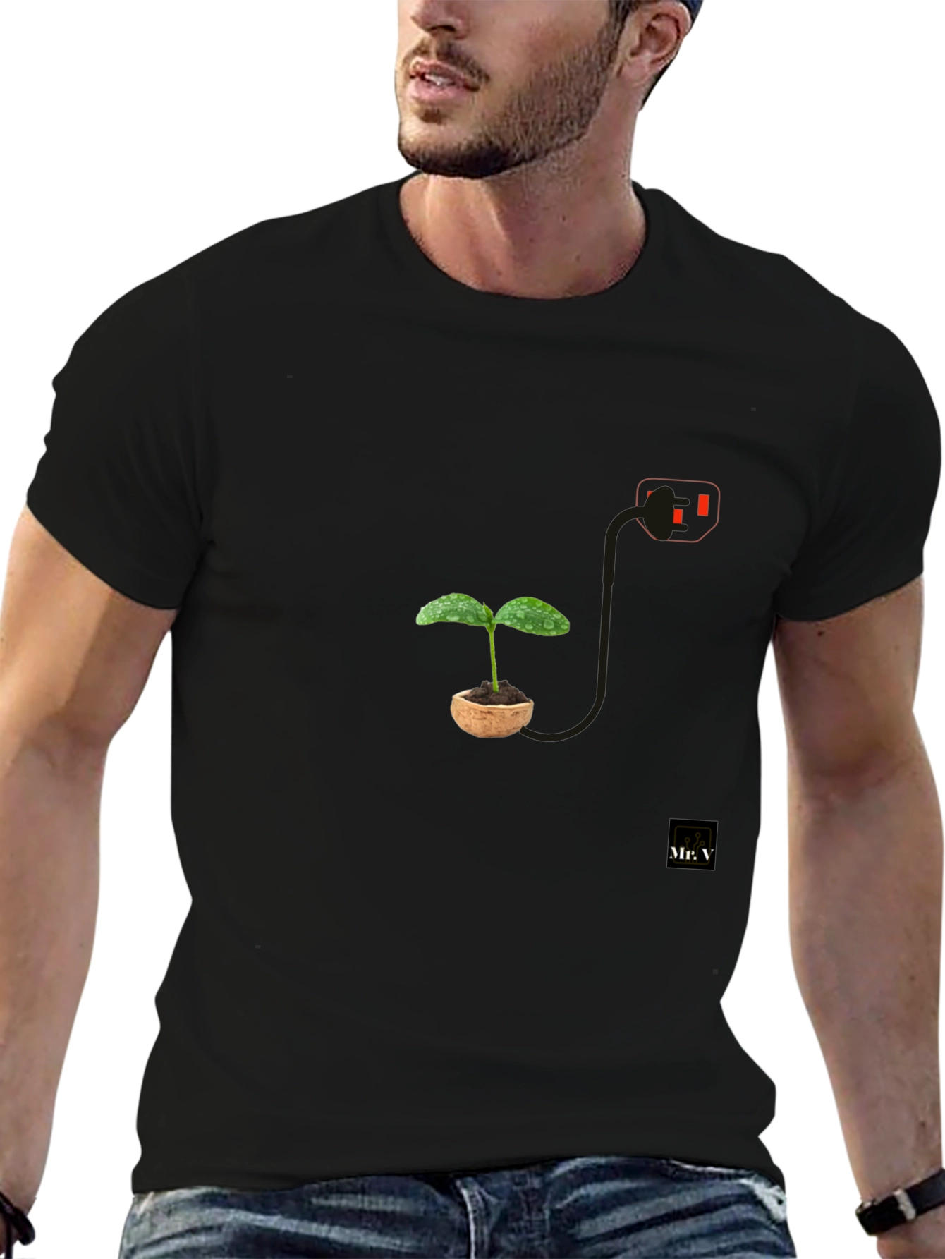 Plant Power T-Shirt - Black Modern Design