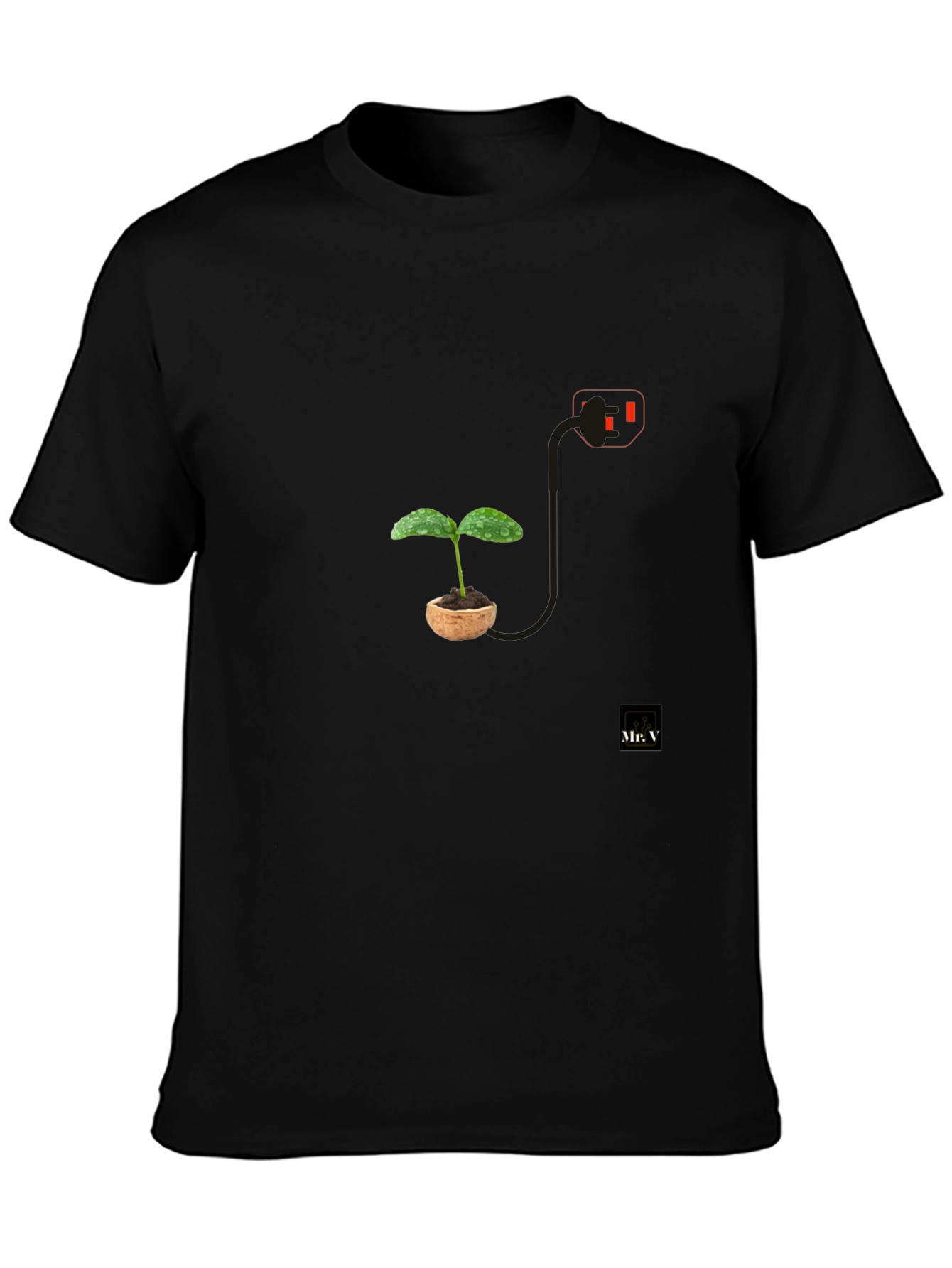 Plant Power T-Shirt - Black Modern Design