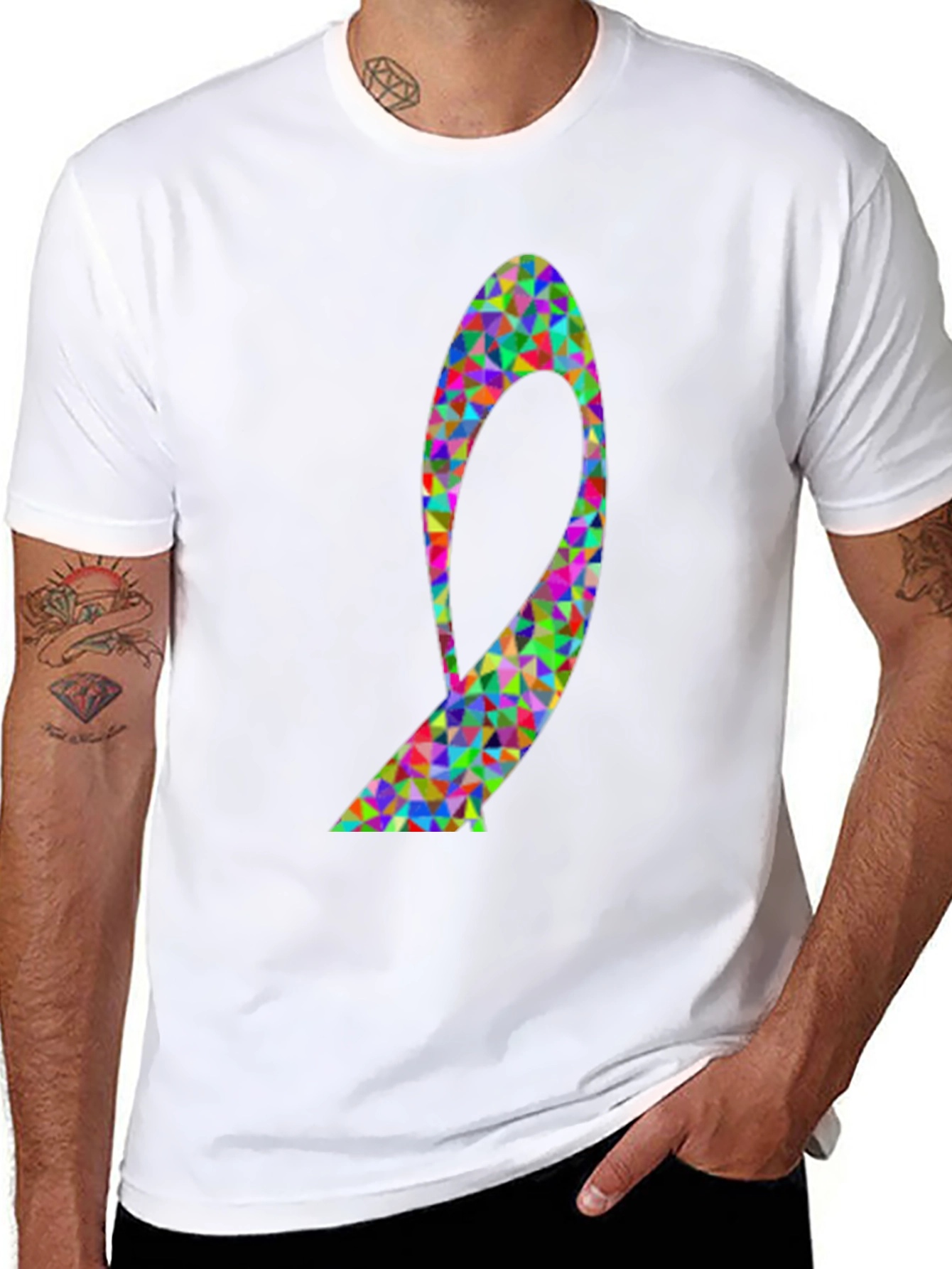 Geometric Ribbon Graphic Tee - Black