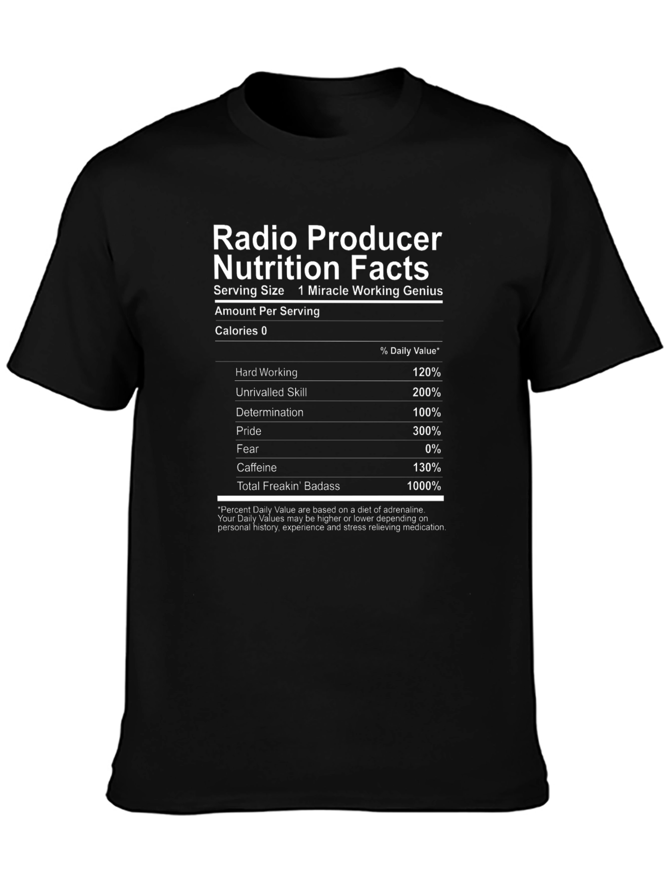 Radio Producer Nutrition Facts Graphic T-Shirt