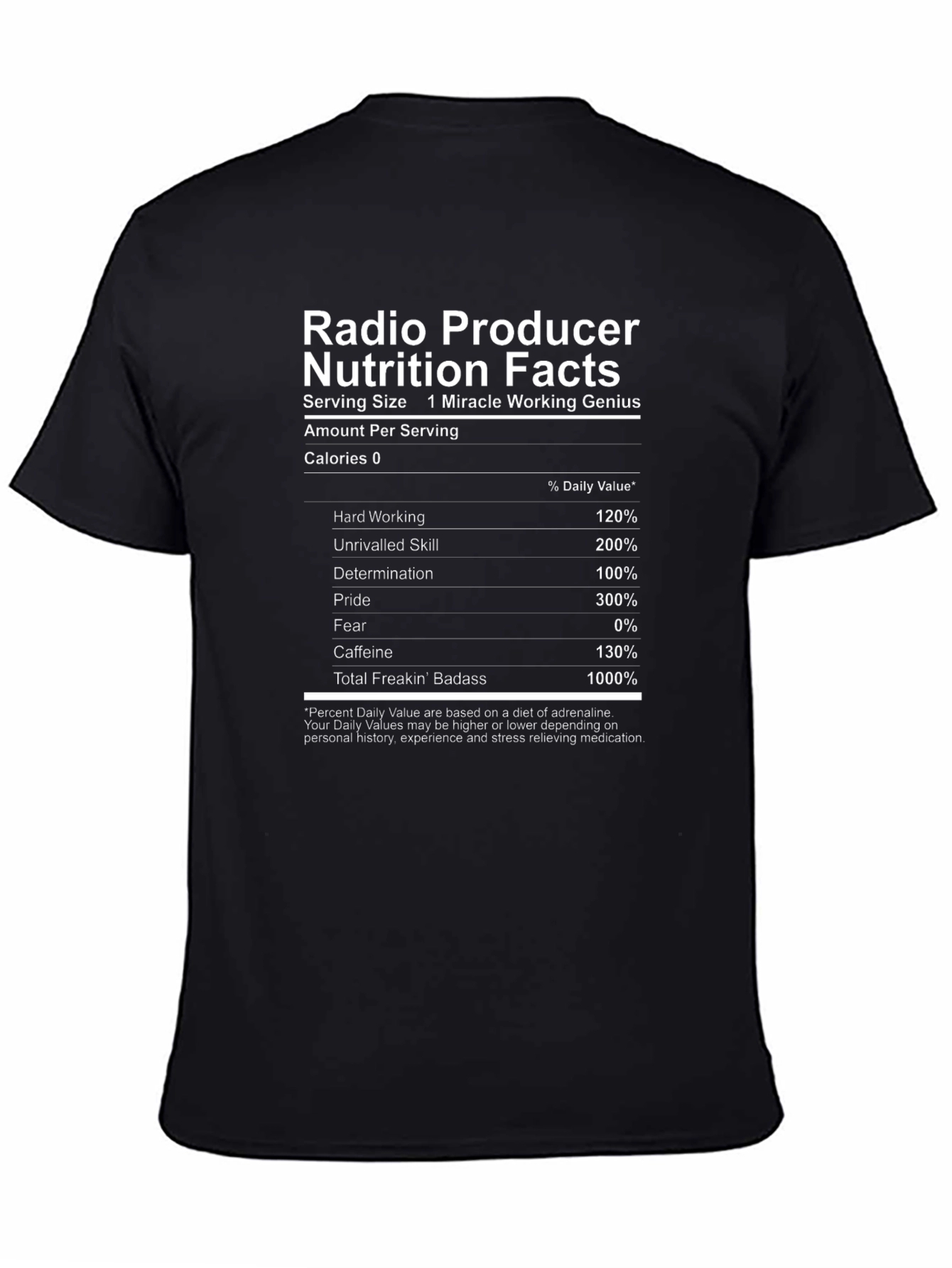 Radio Producer Nutrition Facts Graphic T-Shirt