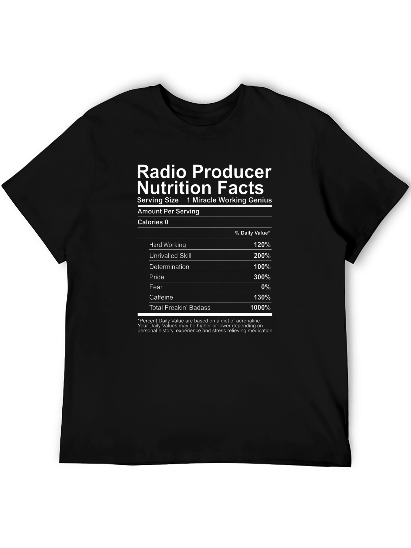 Radio Producer Nutrition Facts Graphic T-Shirt