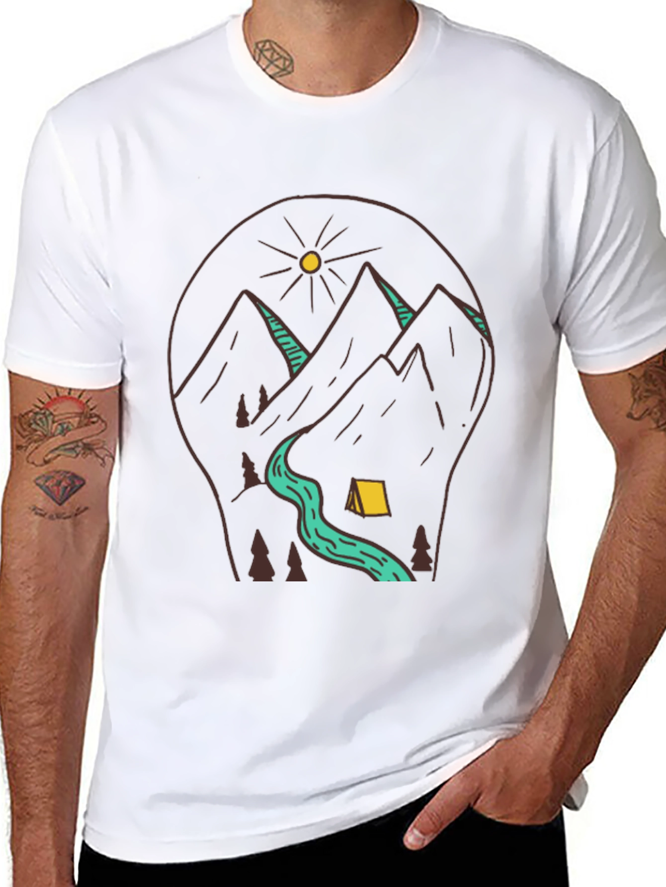 Outdoor Adventure Graphic Tee - Camping & Mountains