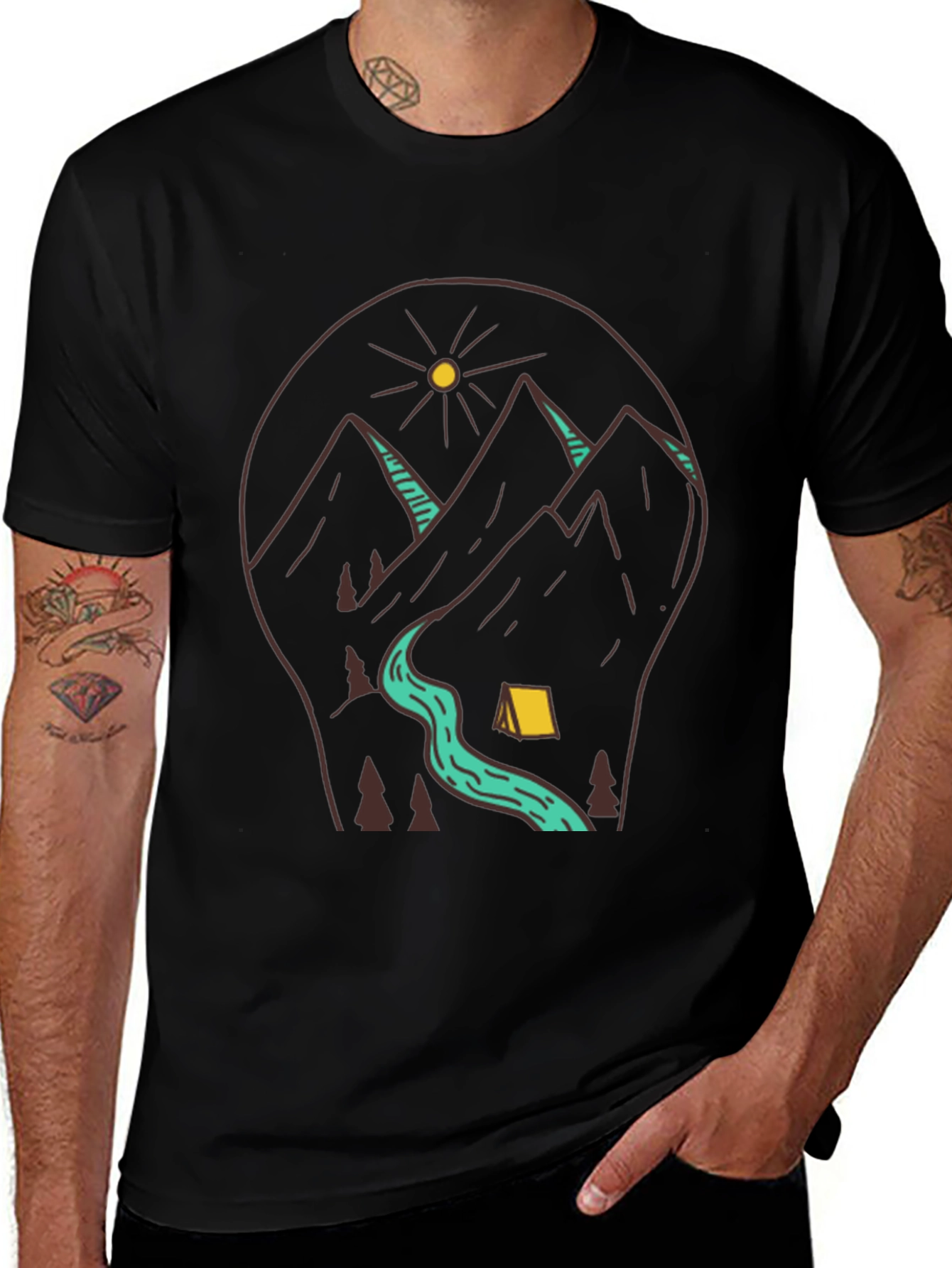 Outdoor Adventure Graphic Tee - Camping & Mountains