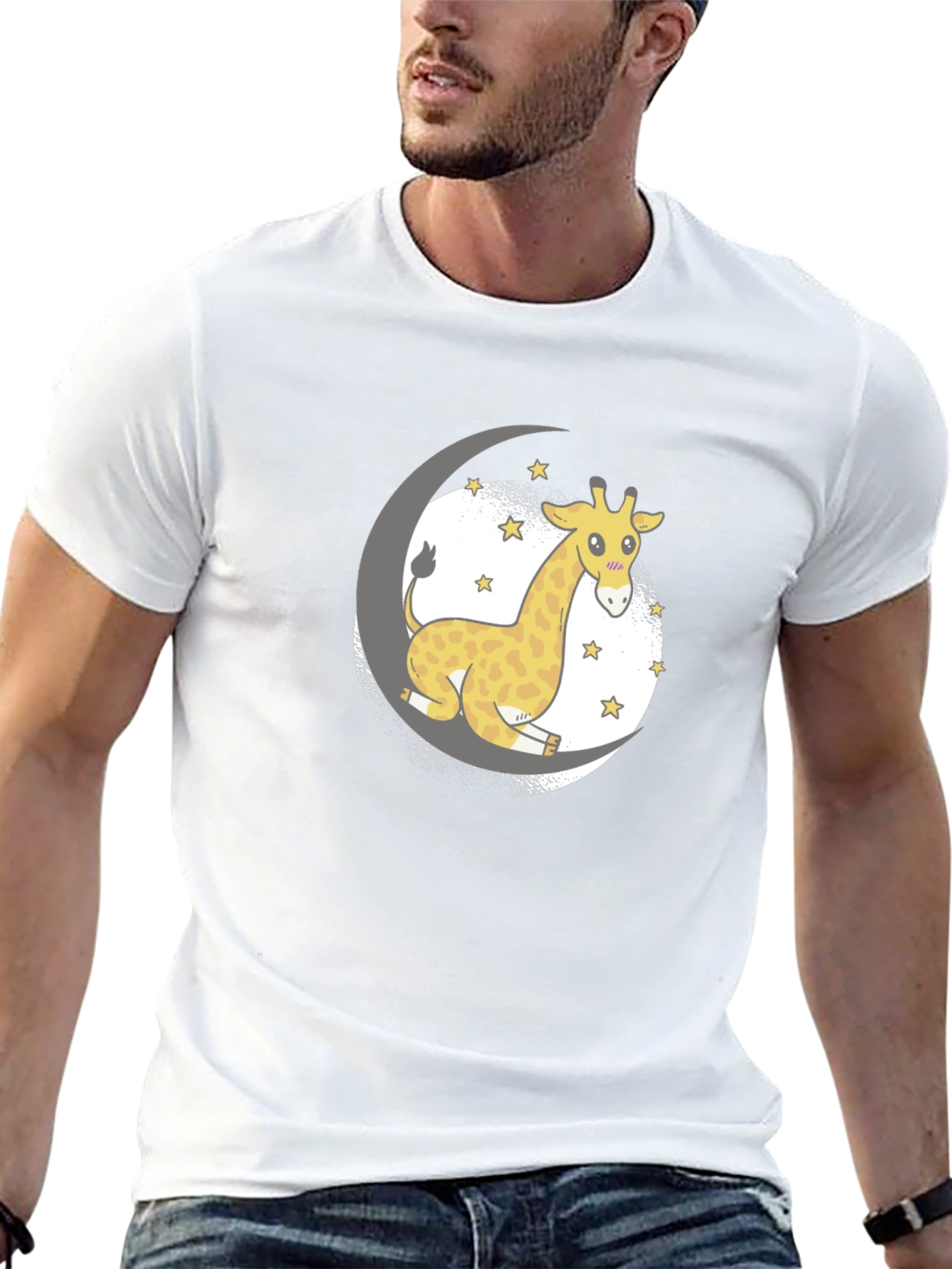 Cute Giraffe on Moon T-Shirt