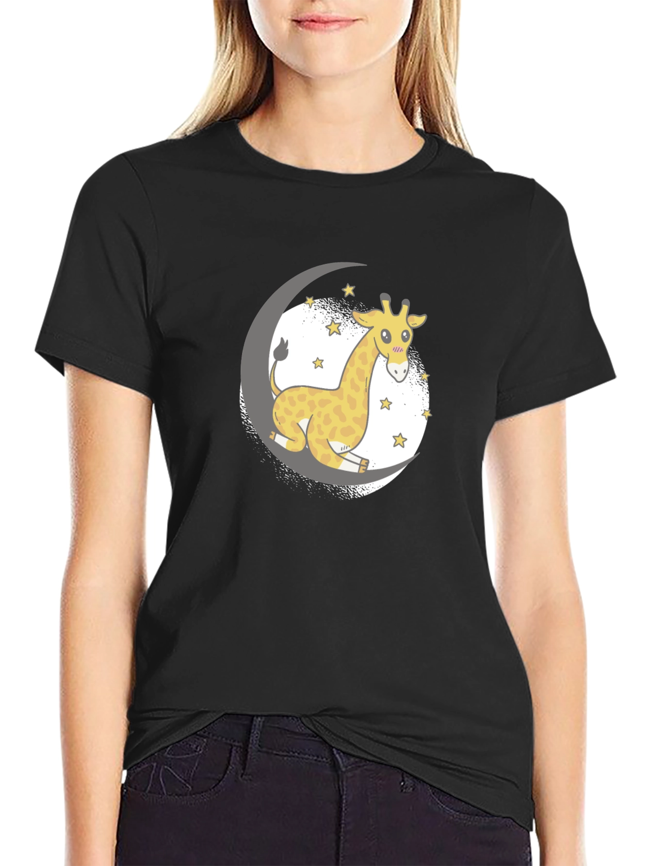 Cute Giraffe on Moon T-Shirt