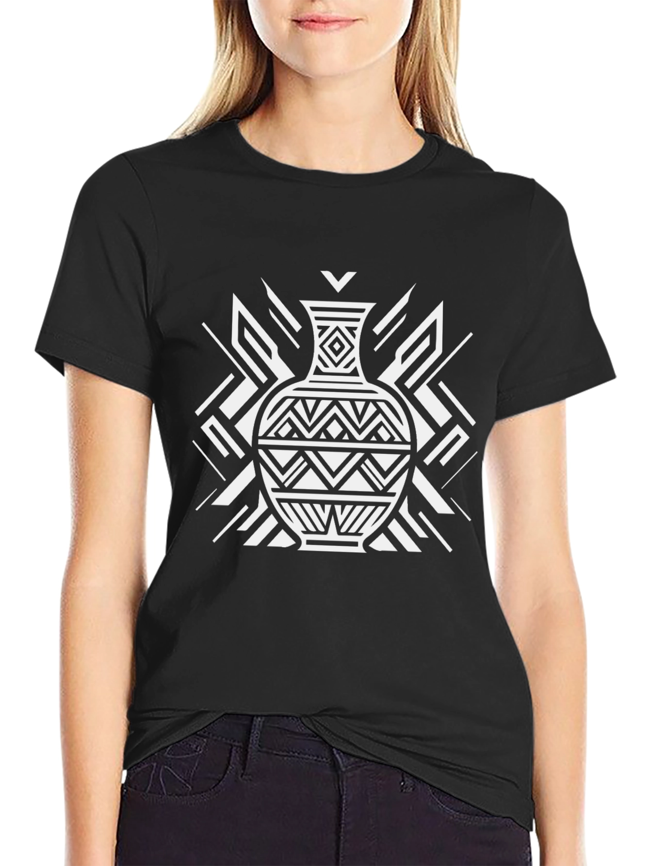 Geometric Vase Graphic T-Shirt - Modern Art Tee