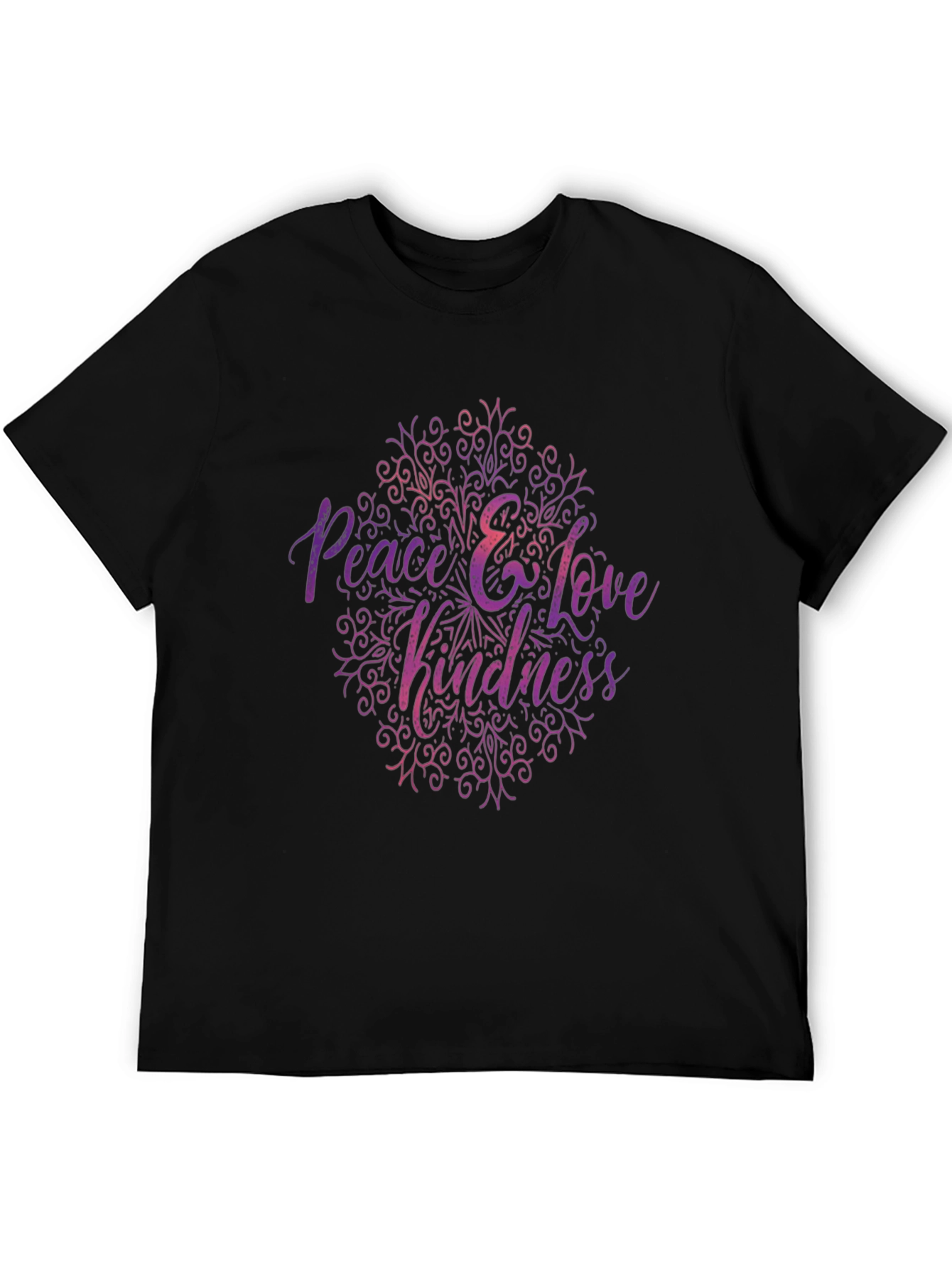 Peace Love Kindness Graphic Tee - Black Casual T-Shirt