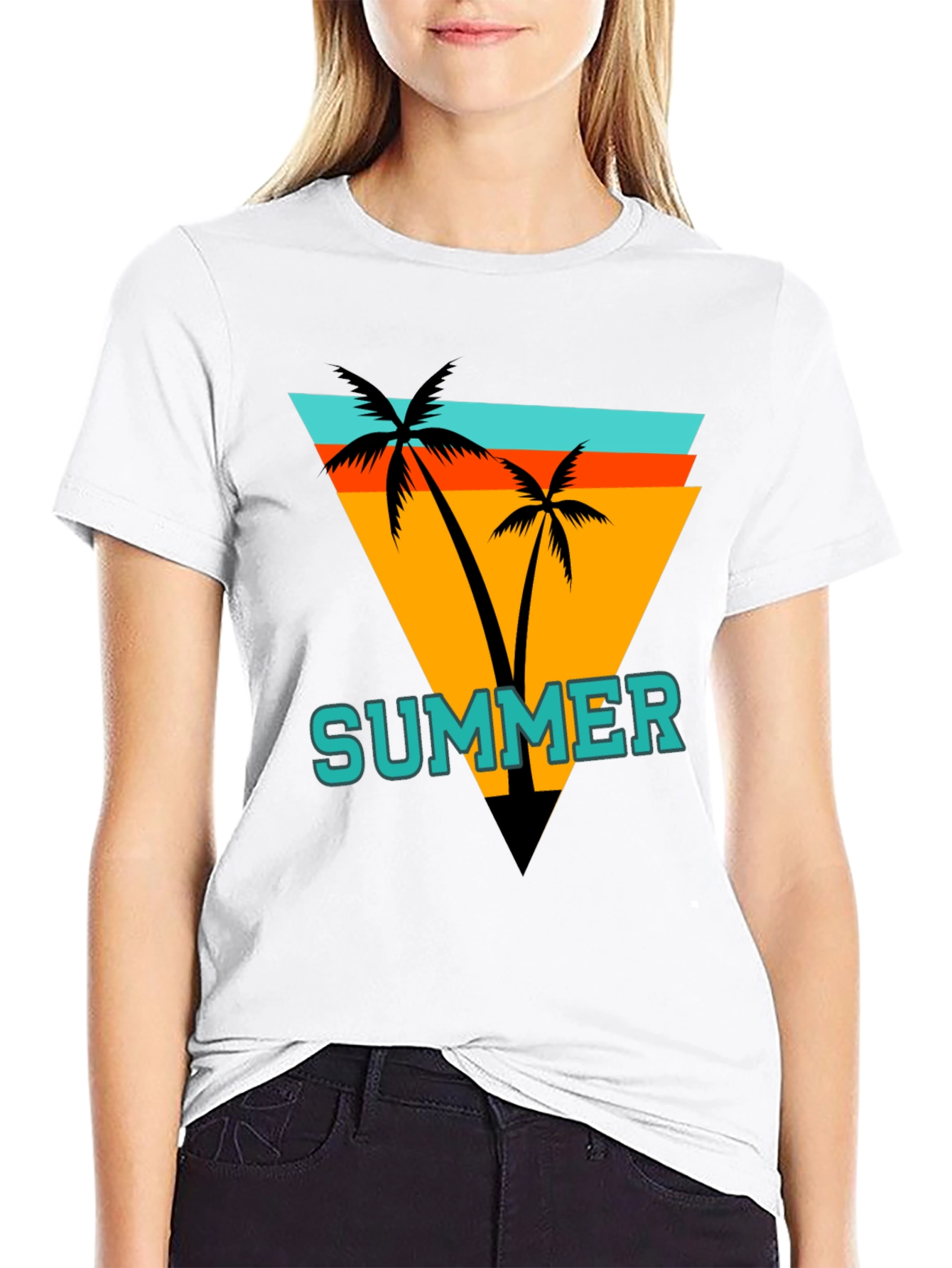 Summer Palm Graphic Tee - Retro Beach Vibes