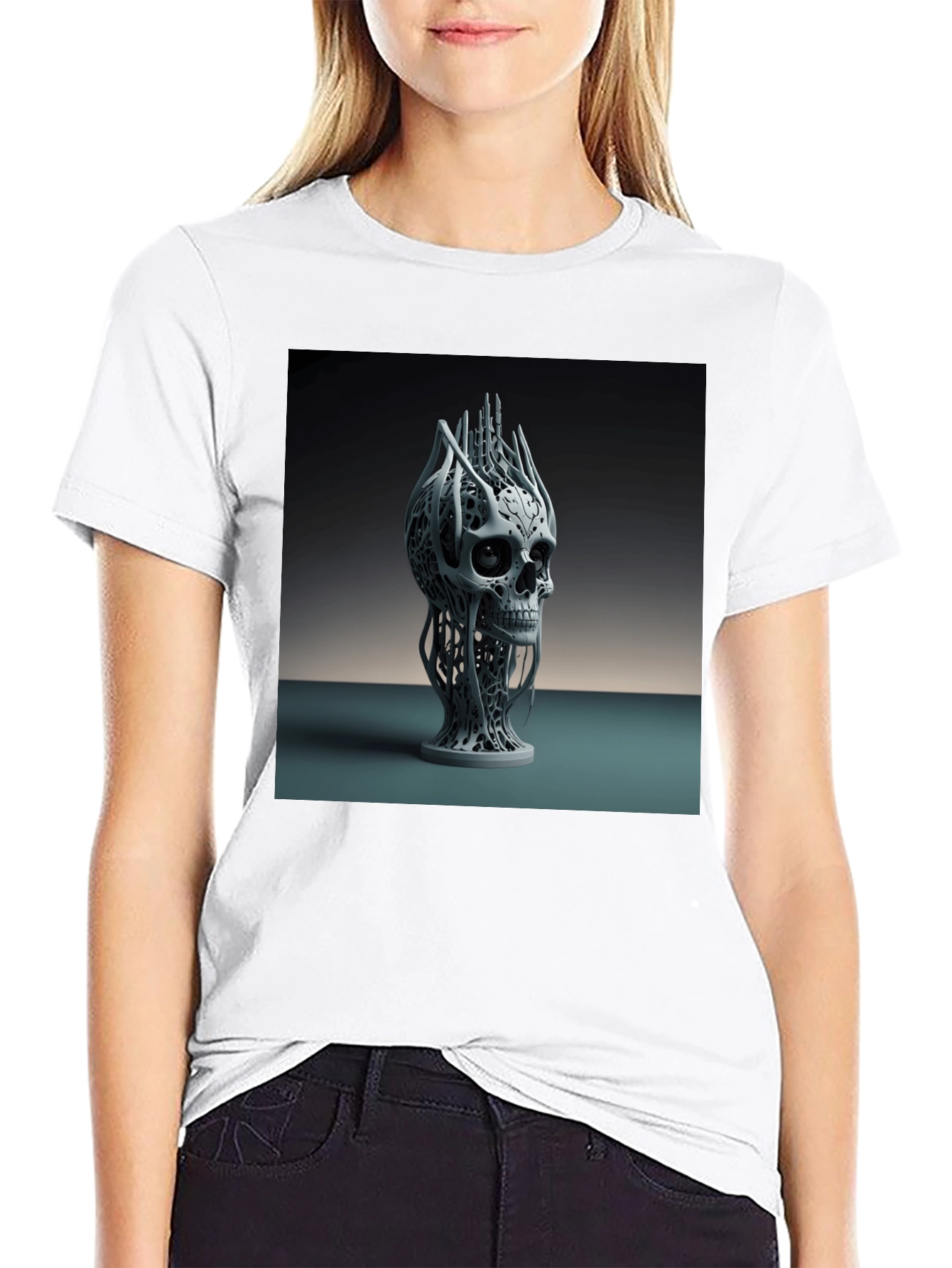 Abstract Skull Graphic Tee - Modern Art Design