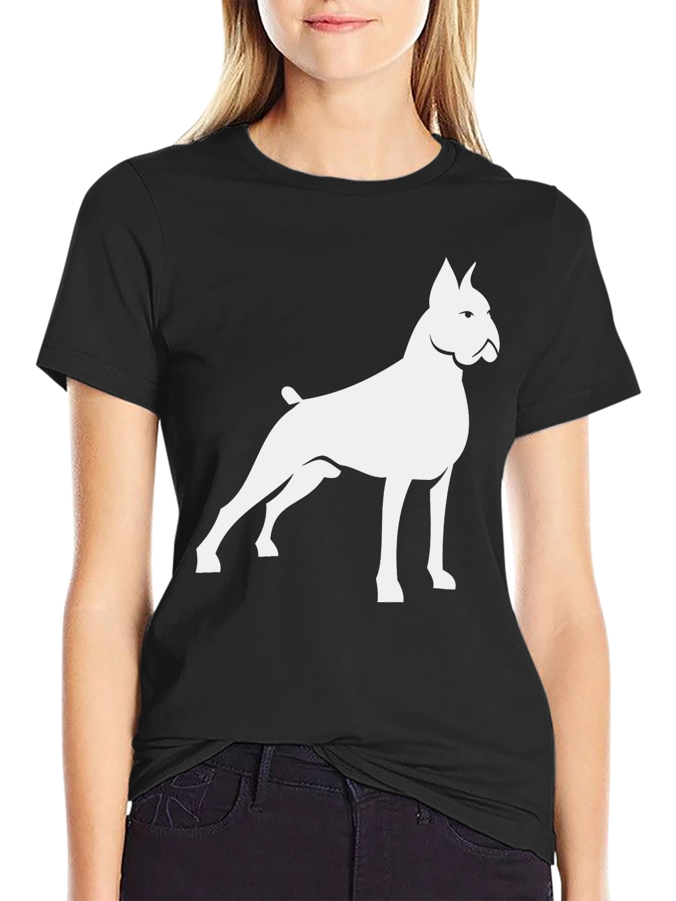 Dog Silhouette Graphic Tee - Black