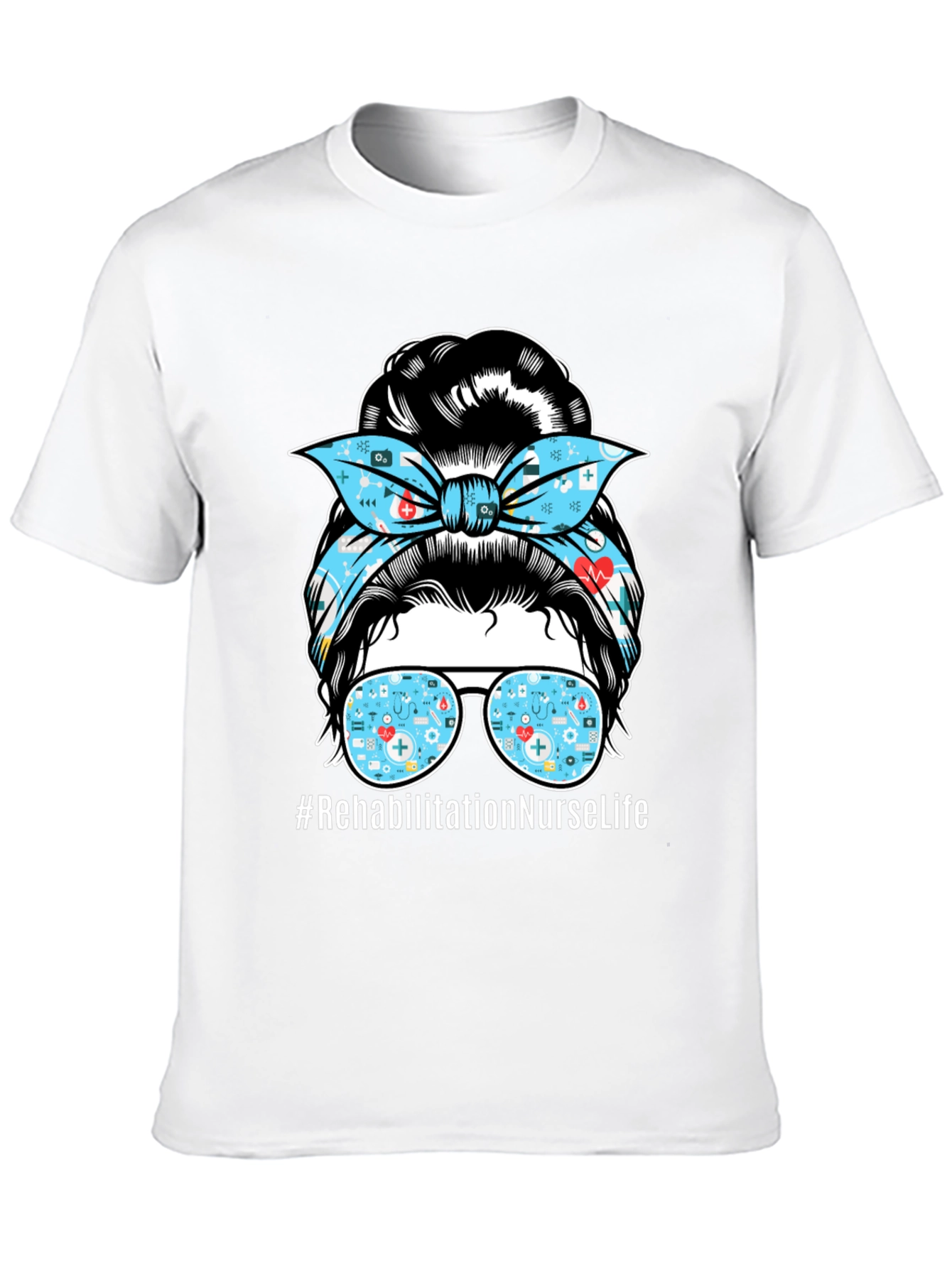 Rehabilitation Nurse Life Messy Bun T-Shirt