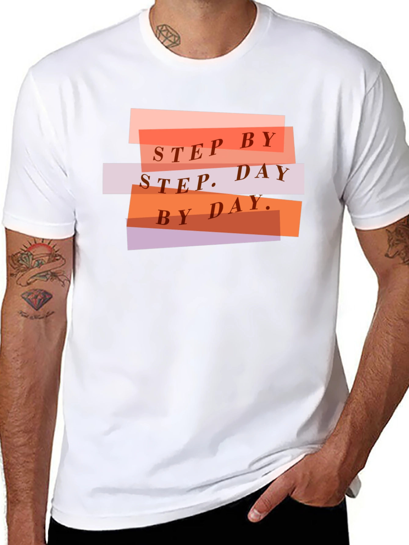 Step by Step Graphic T-Shirt - Black Casual Tee