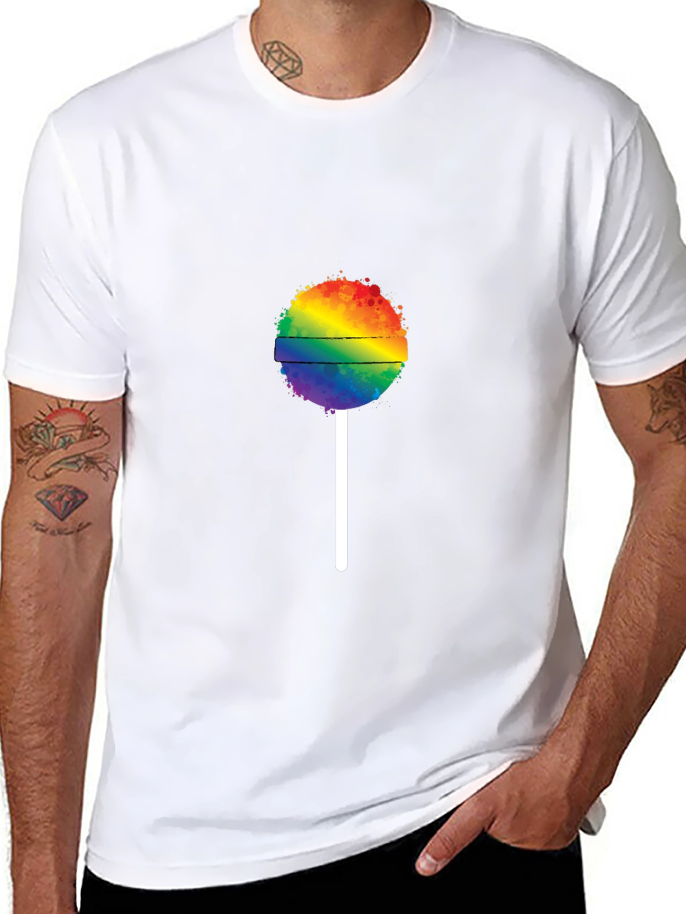 Rainbow Lollipop Graphic Tee - Black