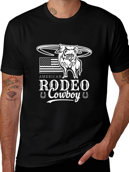 American Rodeo Cowboy Black Graphic T-Shirt
