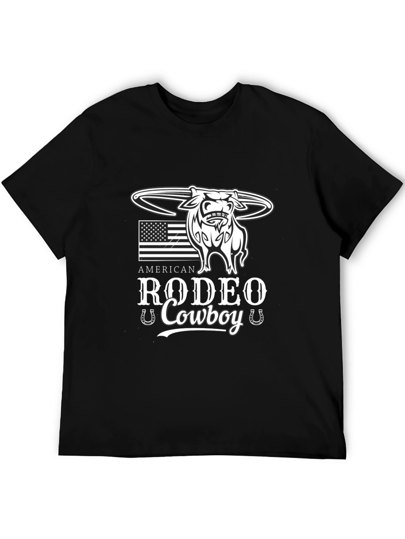 American Rodeo Cowboy Black Graphic T-Shirt