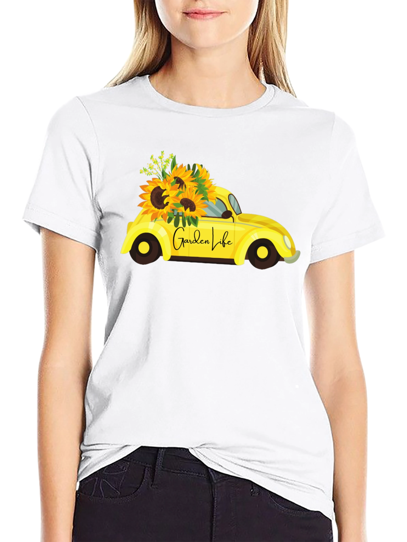 Garden Life Black T-Shirt - Sunflower Car