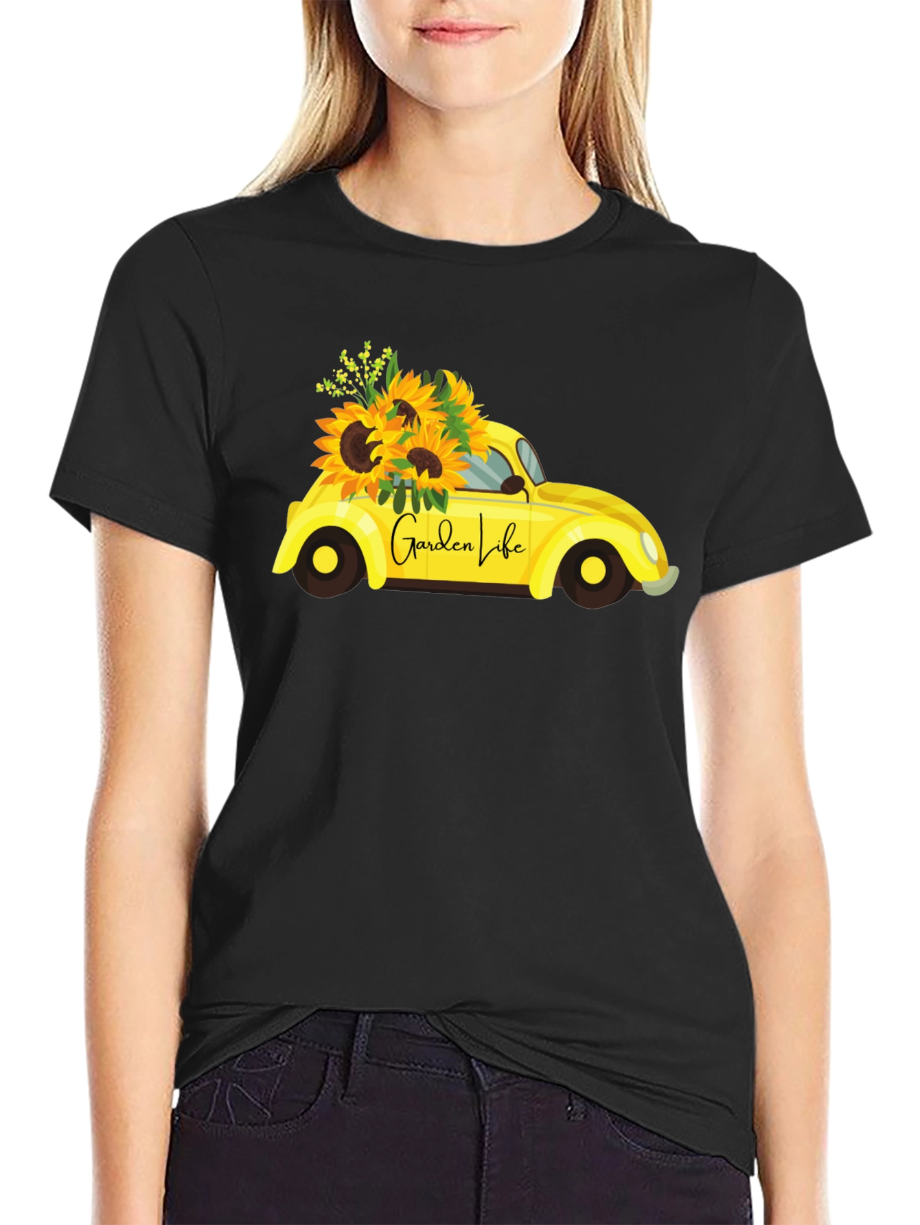 Garden Life Black T-Shirt - Sunflower Car